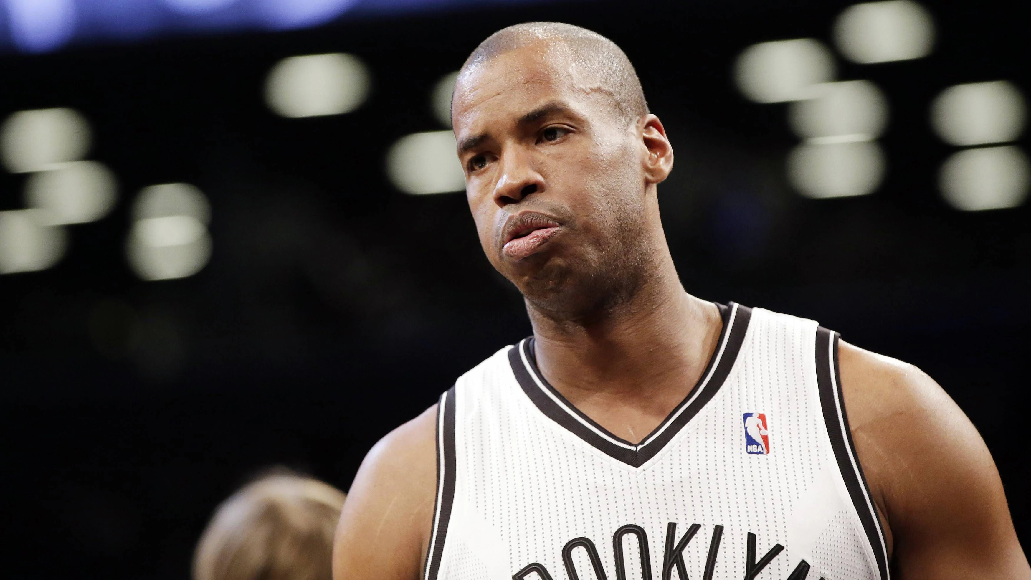 Brooklyn Nets Jason Collins exhales when play stops in the second half against the Sacramento Kings at Barclays Center in New York City on March 9, 2014. The Nets defeated the Kings 104-89. PUBLICATIONxINxGERxSUIxAUTxHUNxONLY NYP20140309114  Brooklyn Nets Jason Collins Exhale when Play Stops in The Second Half Against The Sacramento Kings AT Barclays Center in New York City ON March 9 2014 The Nets defeated The Kings 104 89 PUBLICATIONxINxGERxSUIxAUTxHUNxONLY NYP20140309114
