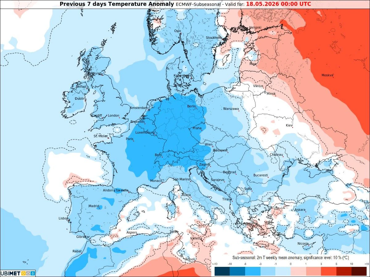 Während es in weiten Telen Europas relativ frisch wird, herrschen im Osten deutlich höhere Temperaturen.
