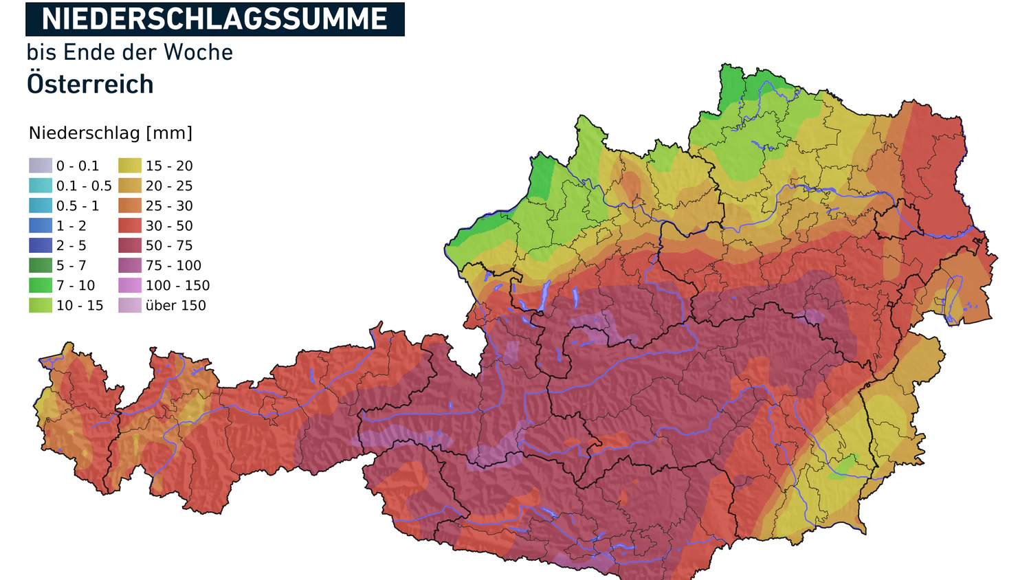 In weiten Teilen des Landes ist im Laufe der Woche mit kräftigen Niederschlägen zu rechnen.