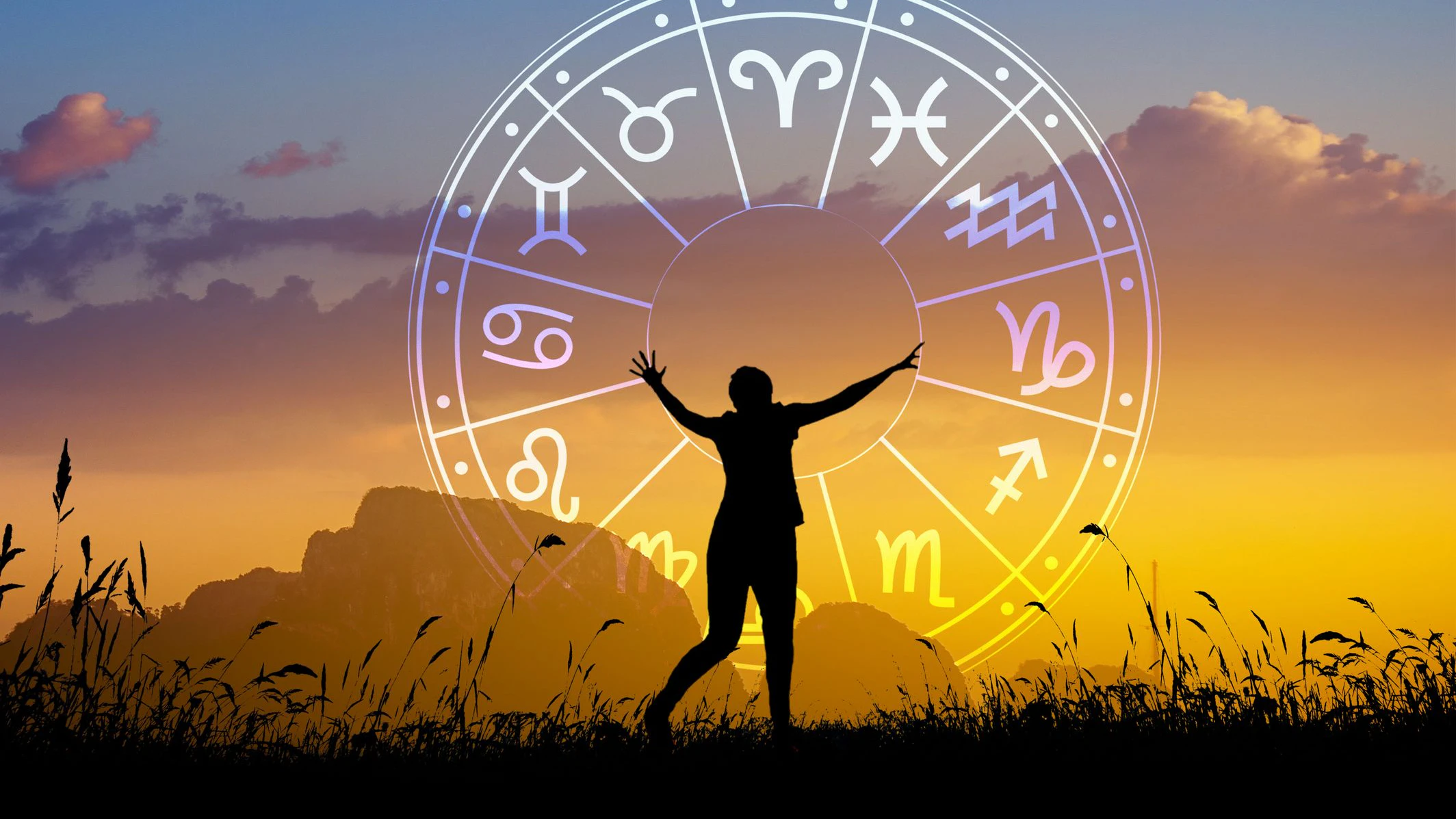 Zodiac signs inside of horoscope circle astrology and horoscopes concept