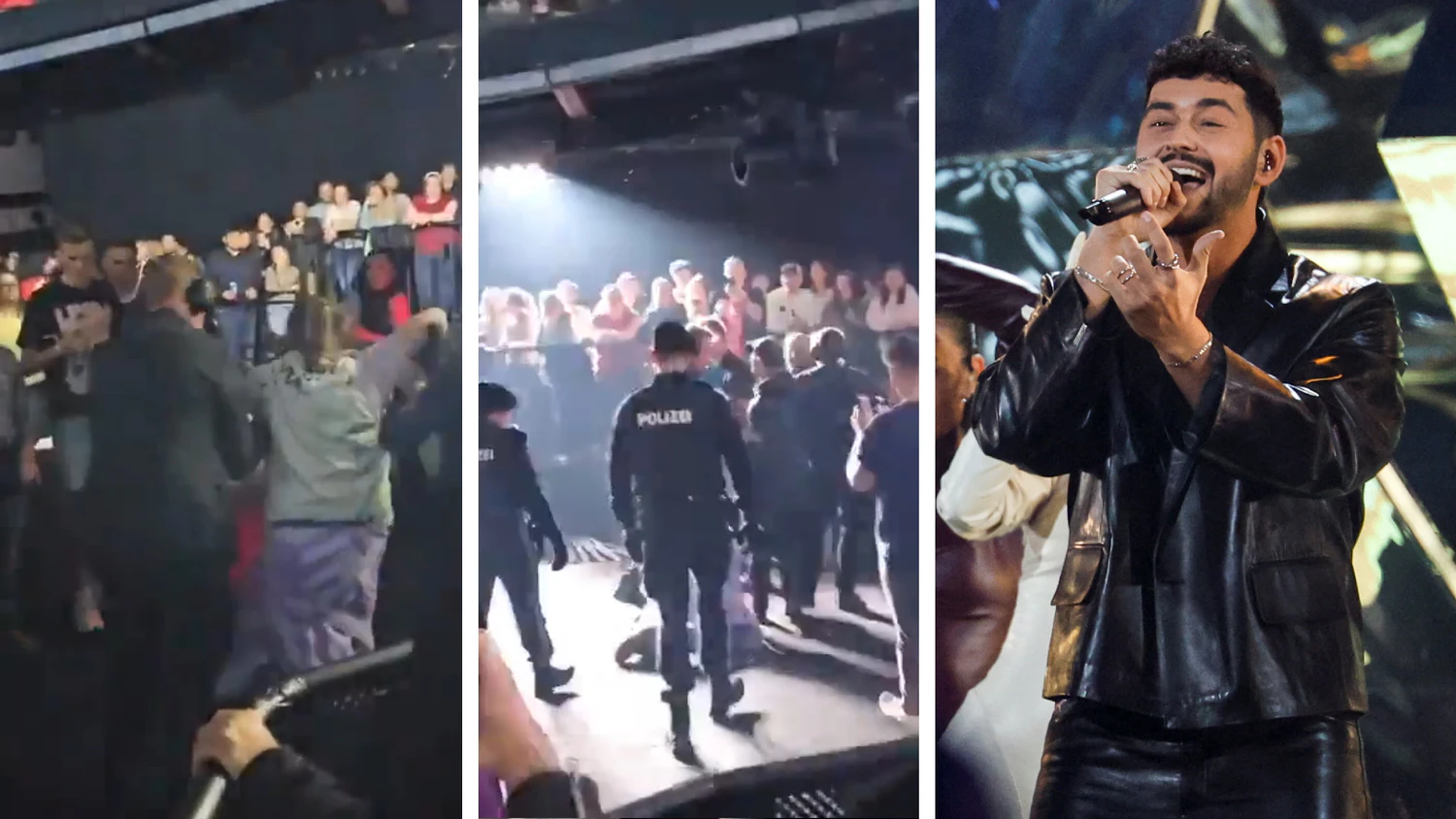 Ein Video auf X zeigt, wie eine Person aus der Stadthalle geworfen wird.