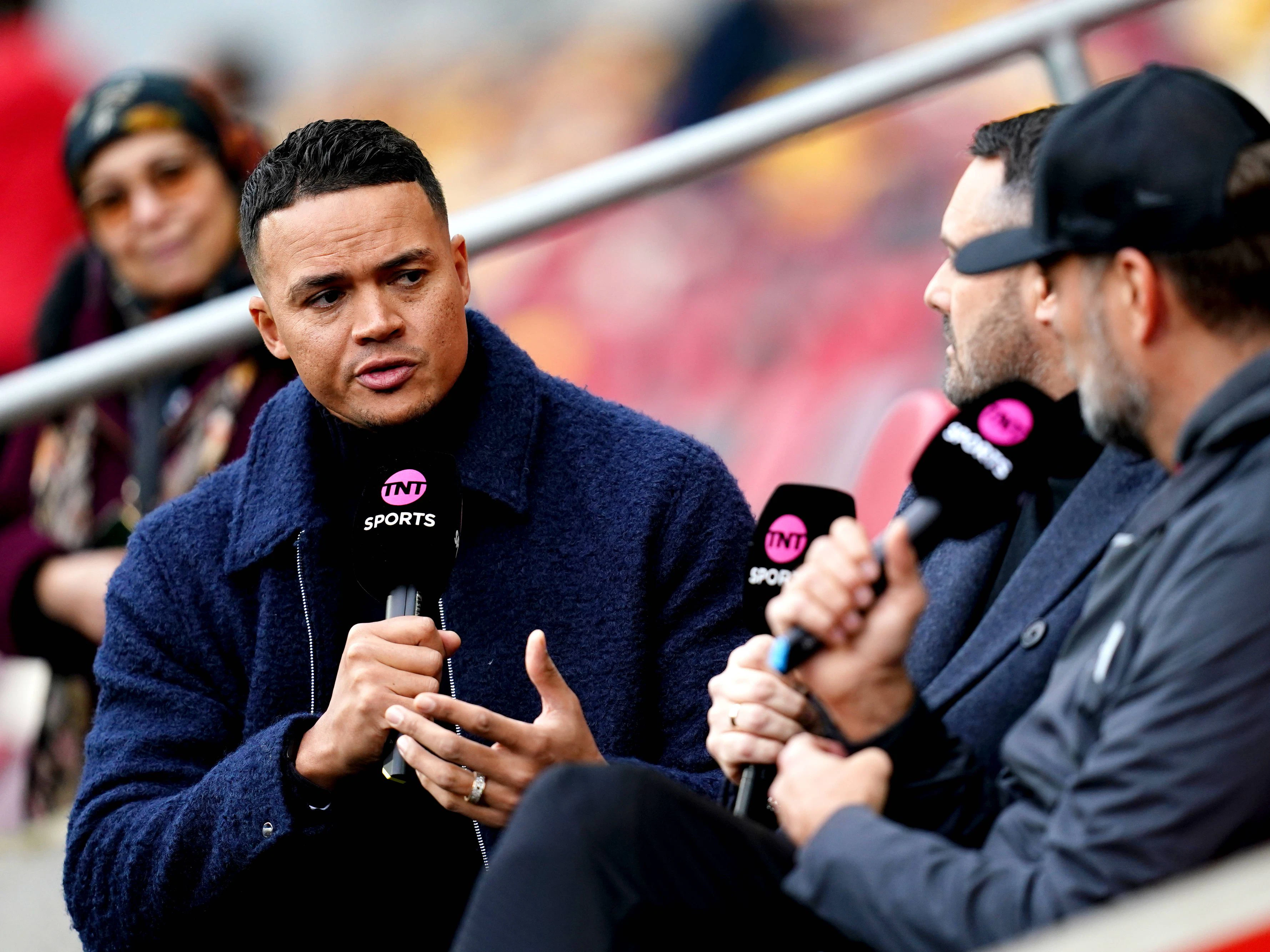TV-Sportmoderator Jermaine Jenas im Vorfeld eines Fußballspiels.