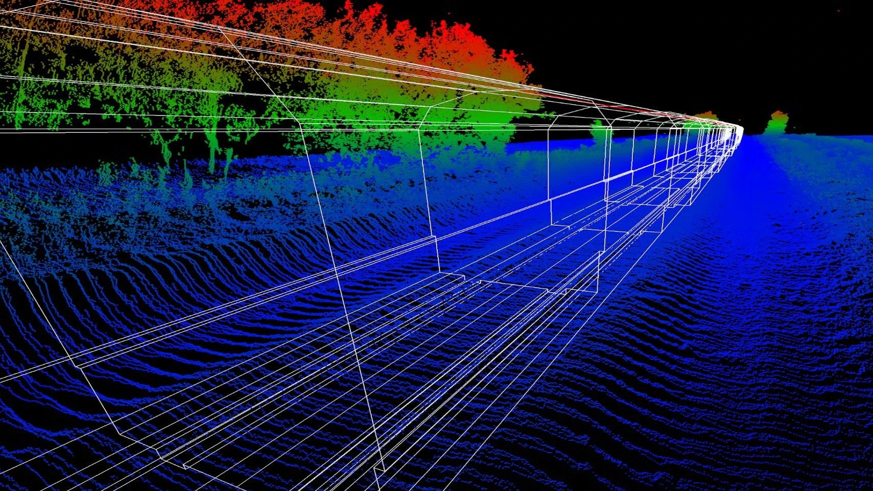 LiDAR-Punktwolke des Fahrwegs.