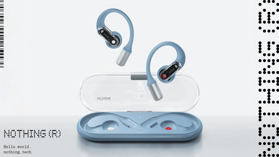 Nothing präsentiert Ear (open) in Blau: Offener Sound. Sicherer Sitz. Volle Wahrnehmung. 