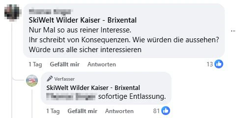 Die Konsequenzen für den Bergbahnen-Mitarbeiter: "Sofortige Entlassung".