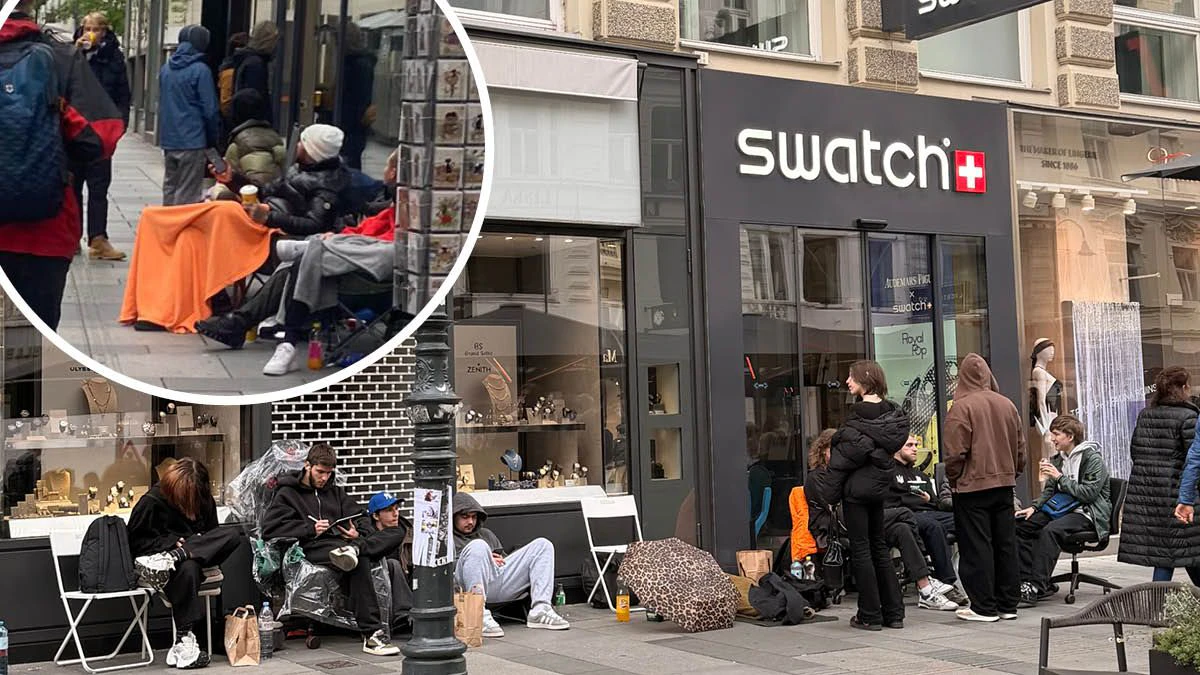 Bereits am Freitag warteten zahlreiche Interessierte vor dem Shop am Graben (großes Foto) und in der Kärntner Straße in Wien.