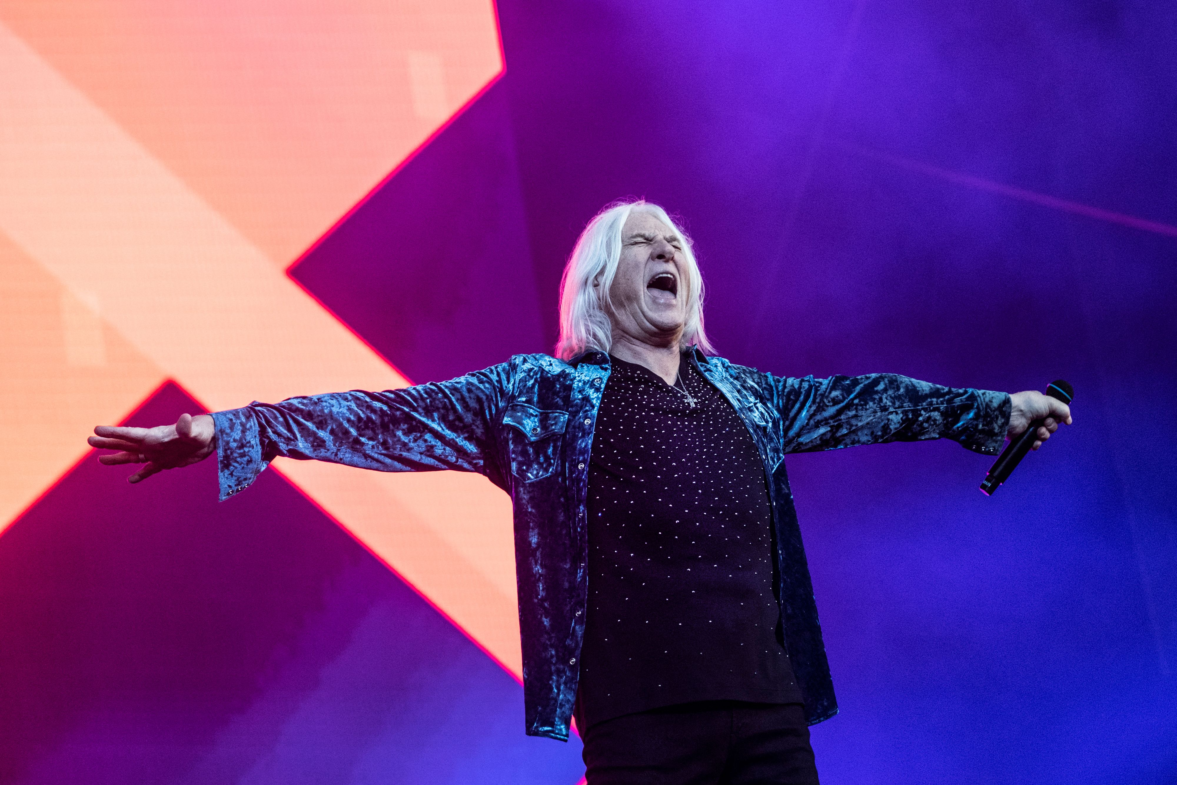 <strong>Def Leppard</strong>-Sänger <strong>Joe Elliott</strong> beim Rock Festival Copenhell, in Kopenhagen, 2023.