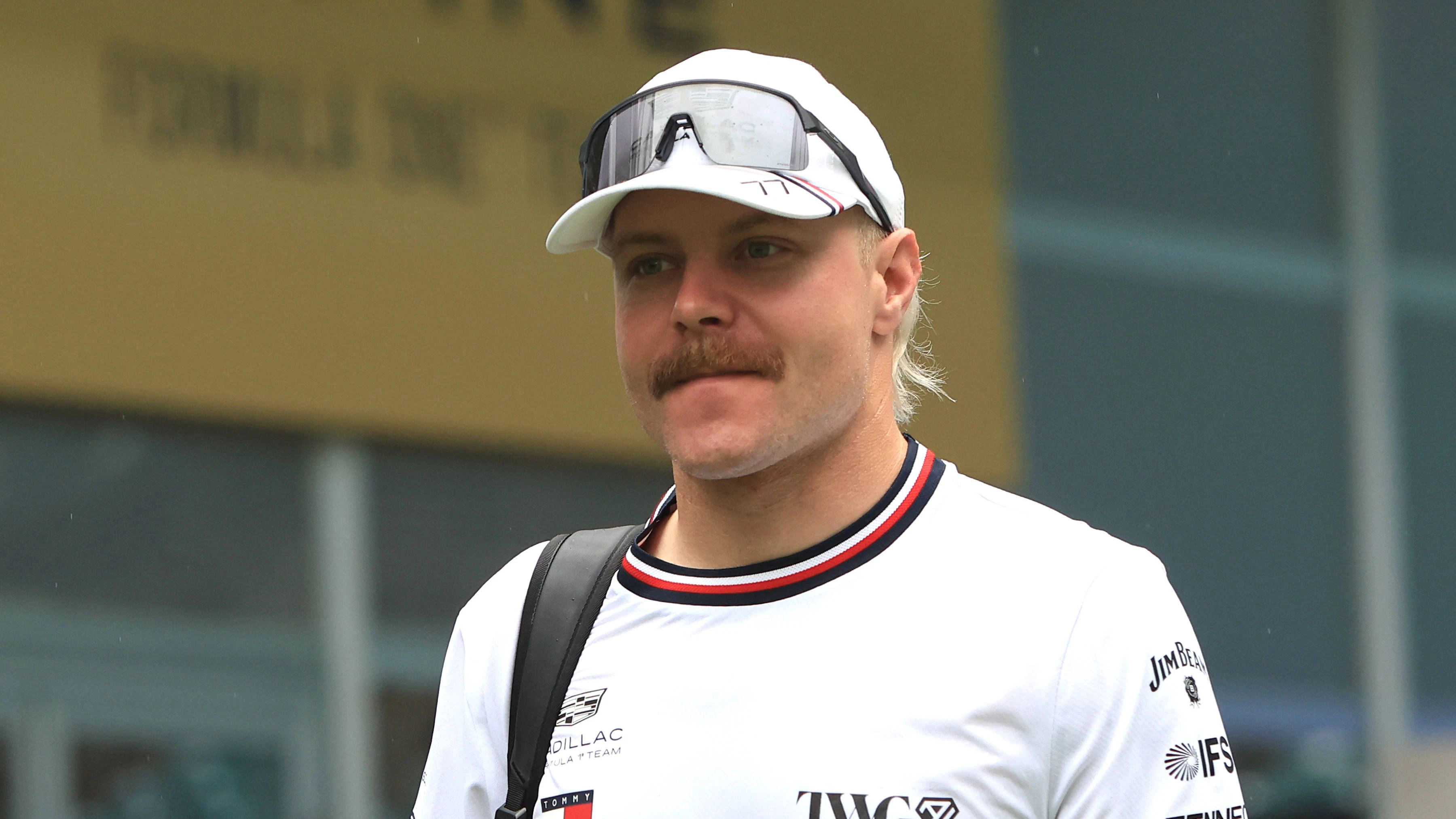MIAMI GARDENS, FL - MAY 03: Cadillac-Ferrari driver Valtteri Bottas 77 walks in the paddock area prior to the running of the F1 Miami Grand Prix on May 03, 2026 at Miami International Autodrome in Miami Gardens, FL.Photo by Jeff Robinson/Icon Sportswire AUTO: MAY 03 F1 Miami Grand Prix EDITORIAL USE ONLY Icon050326120371