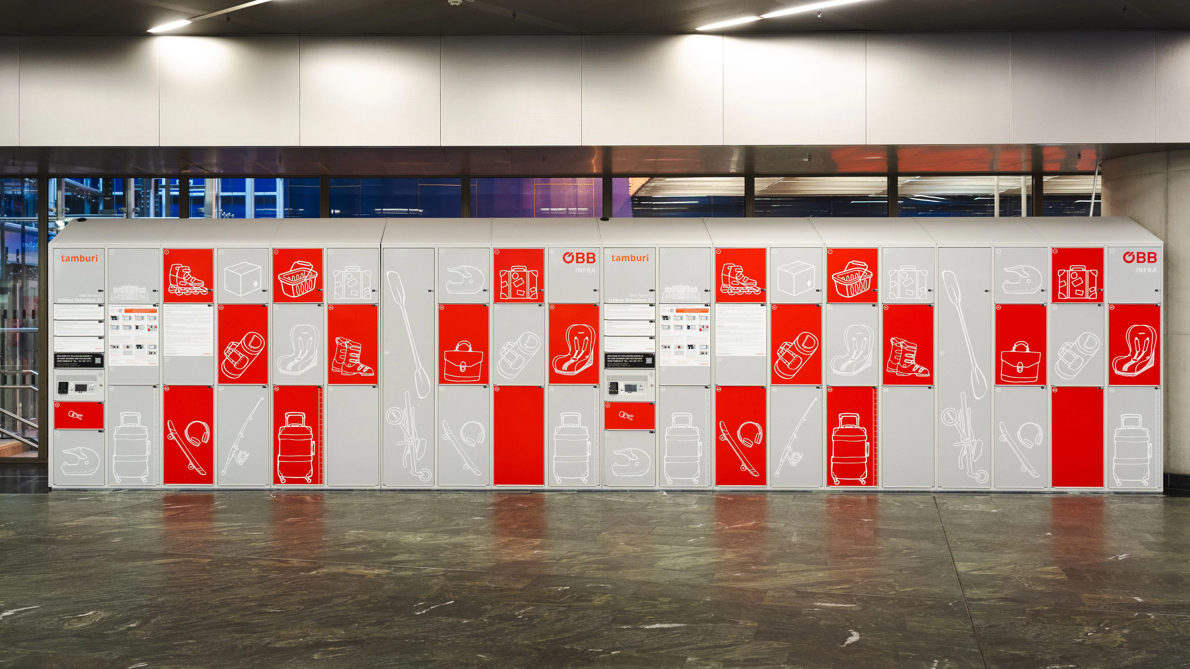Neue Schließfächer am Wiener Hauptbahnhof.