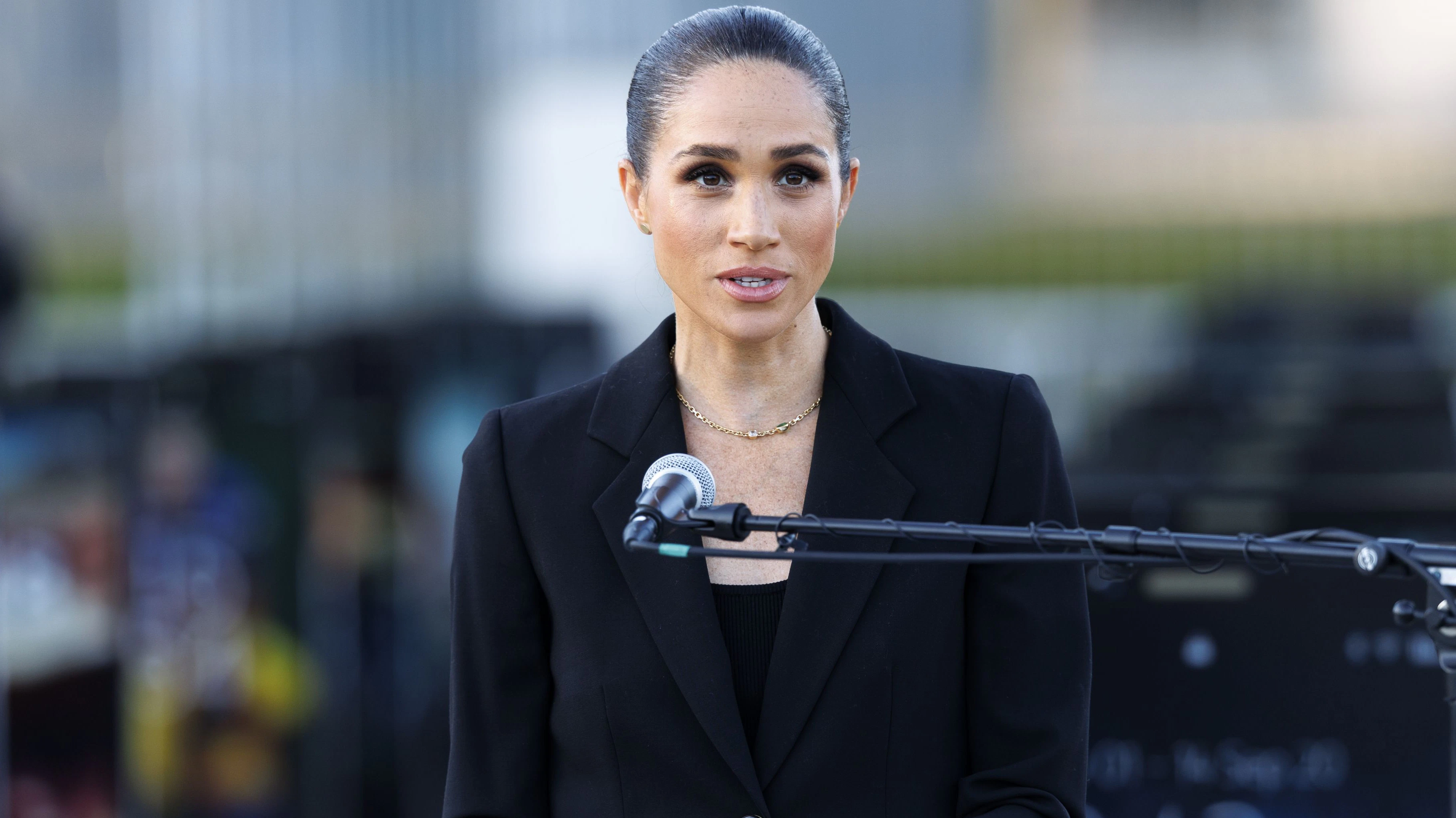 Herzogin Meghan bei ihrer Rede in der Schweiz.