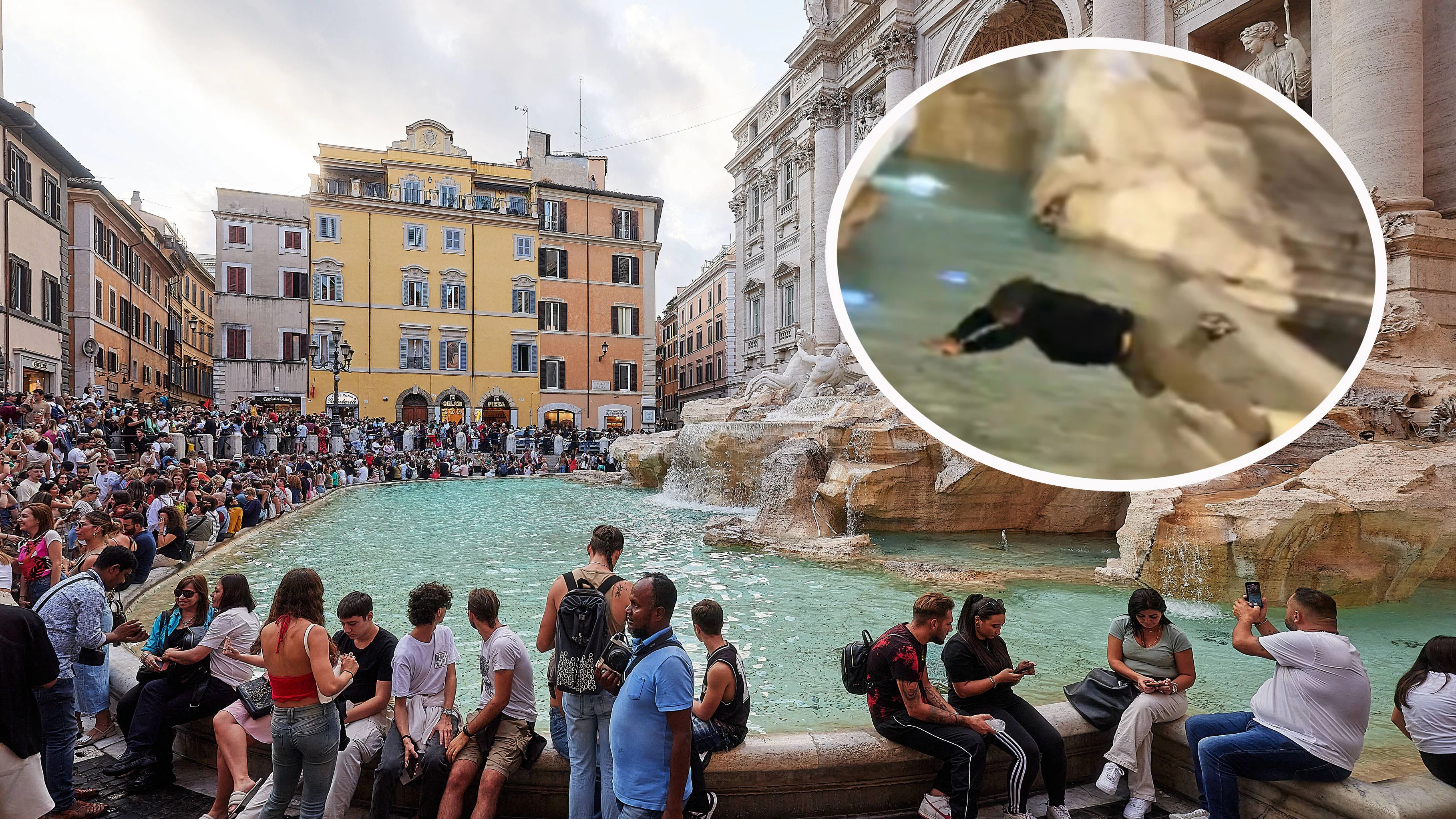 Heute.at - Das wird teuer! Tourist macht Köpfler in Trevi-Brunnen