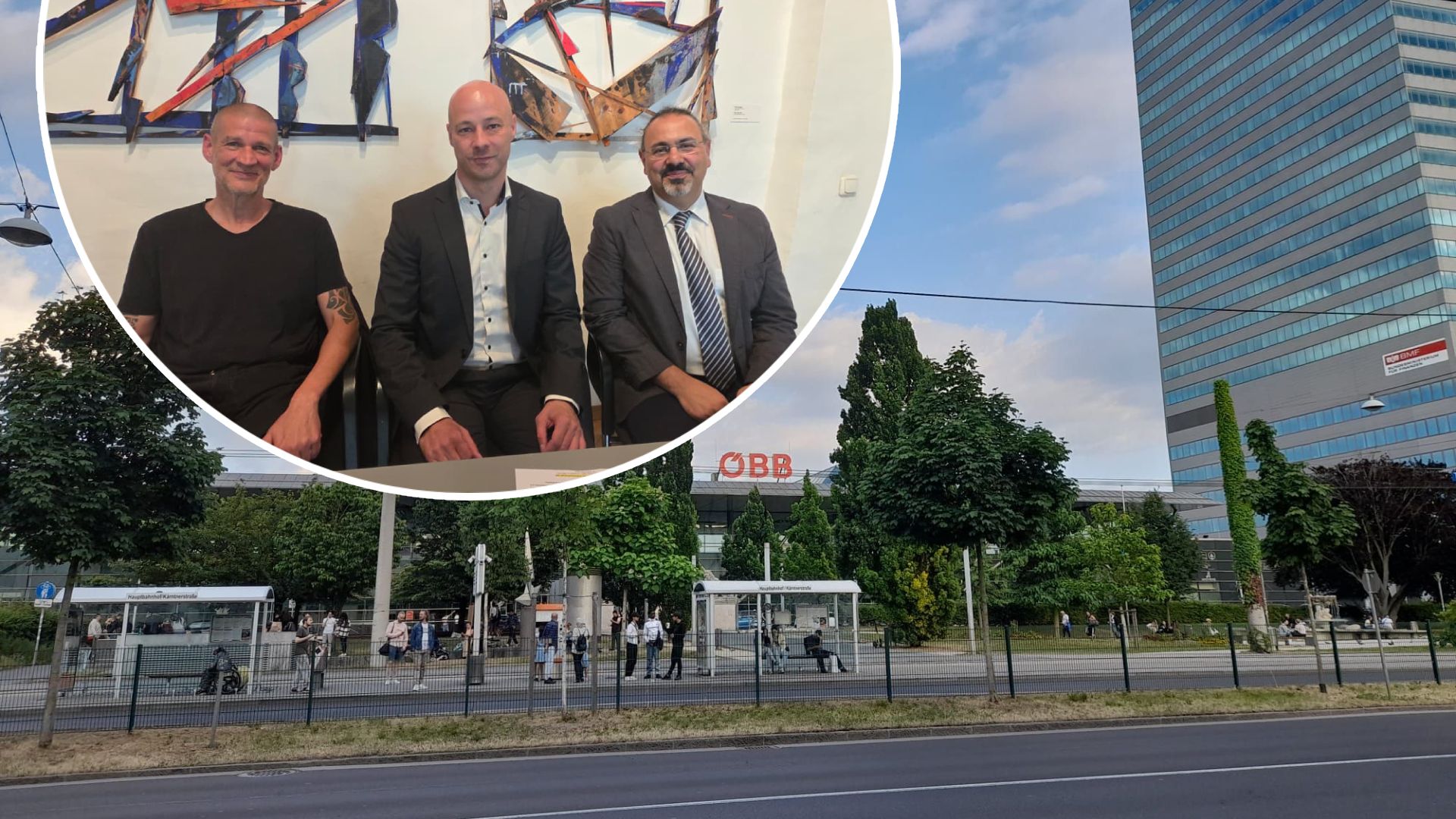 V.l.: Sucht- und Drogenkoordinator des Landes OÖ Thomas Schwarzenbrunner, VP-Vizebürgermeister Martin Hajart und Suchtmediziner Kurosch Yazdi-Zorn  diskutierten unter anderem über das Alkohol- und Drogenproblem am Linzer Hauptbahnhof.