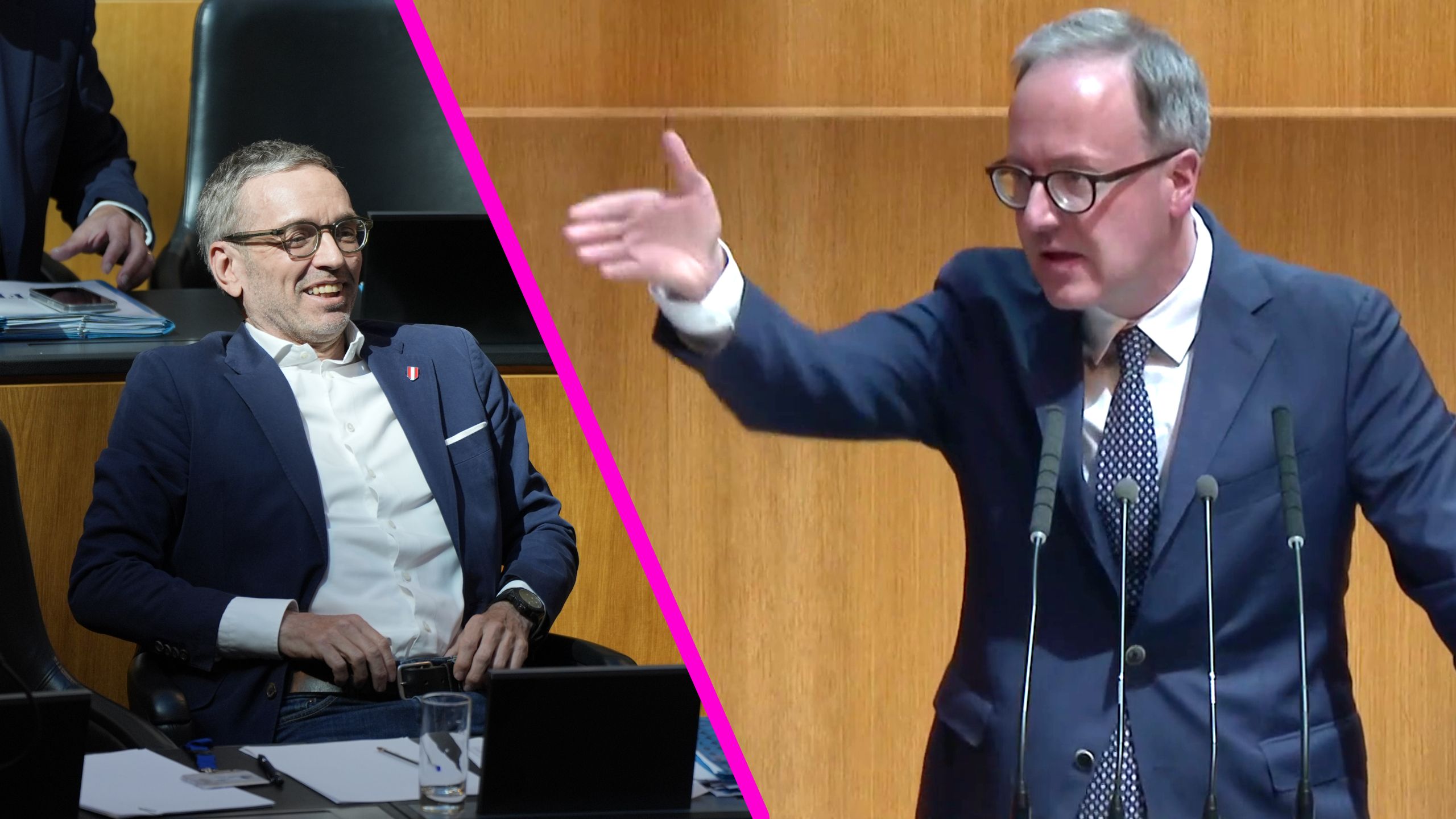 Dominik Oberhofer (NEOS) übte scharfe Kritik an den Freiheitlichen von Herbert Kickl.