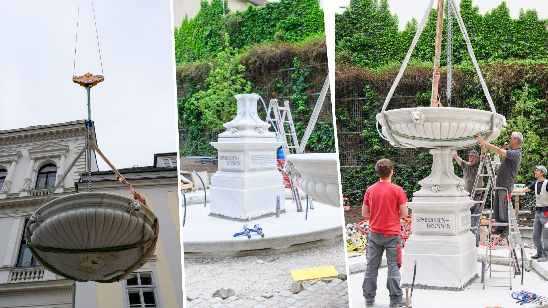 Am Mittwoch kehrte der Brunnen zurück zur Sparkasse an der Promenade.