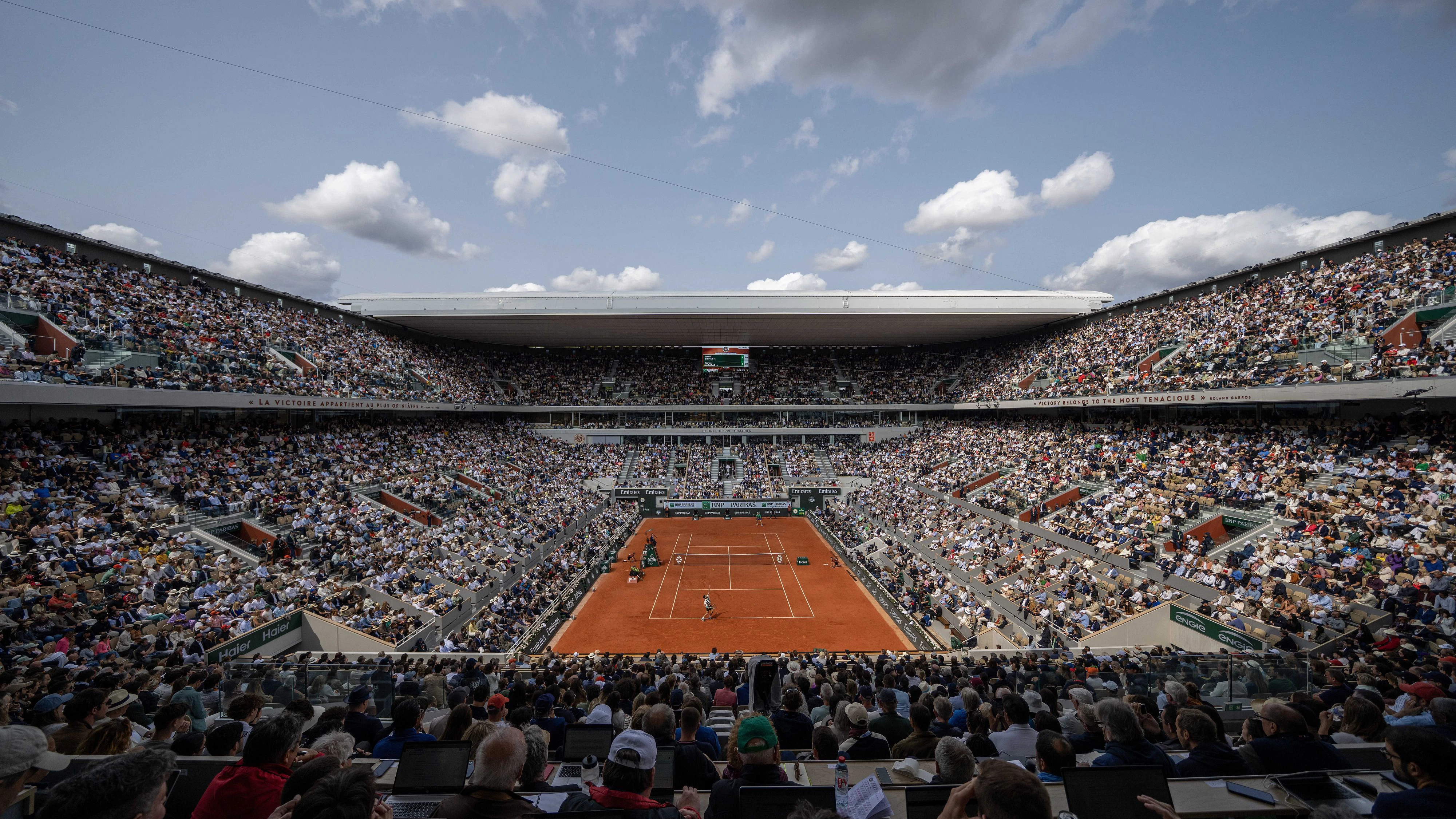 Der Court Philippe Chatrier bei den French Open. 