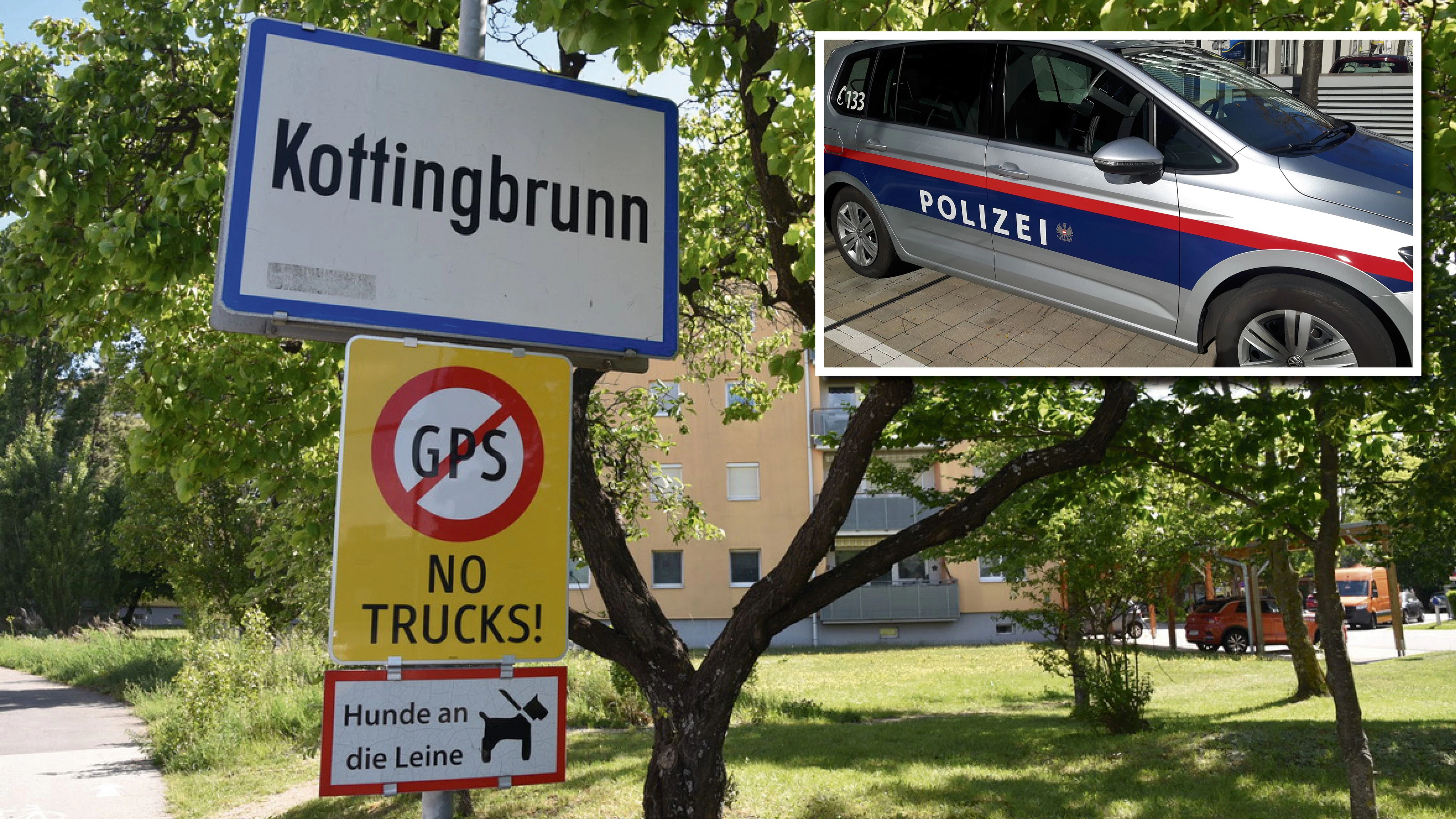 Der Tatort in Kottingbrunn; die Ermittlungen der Polizei laufen