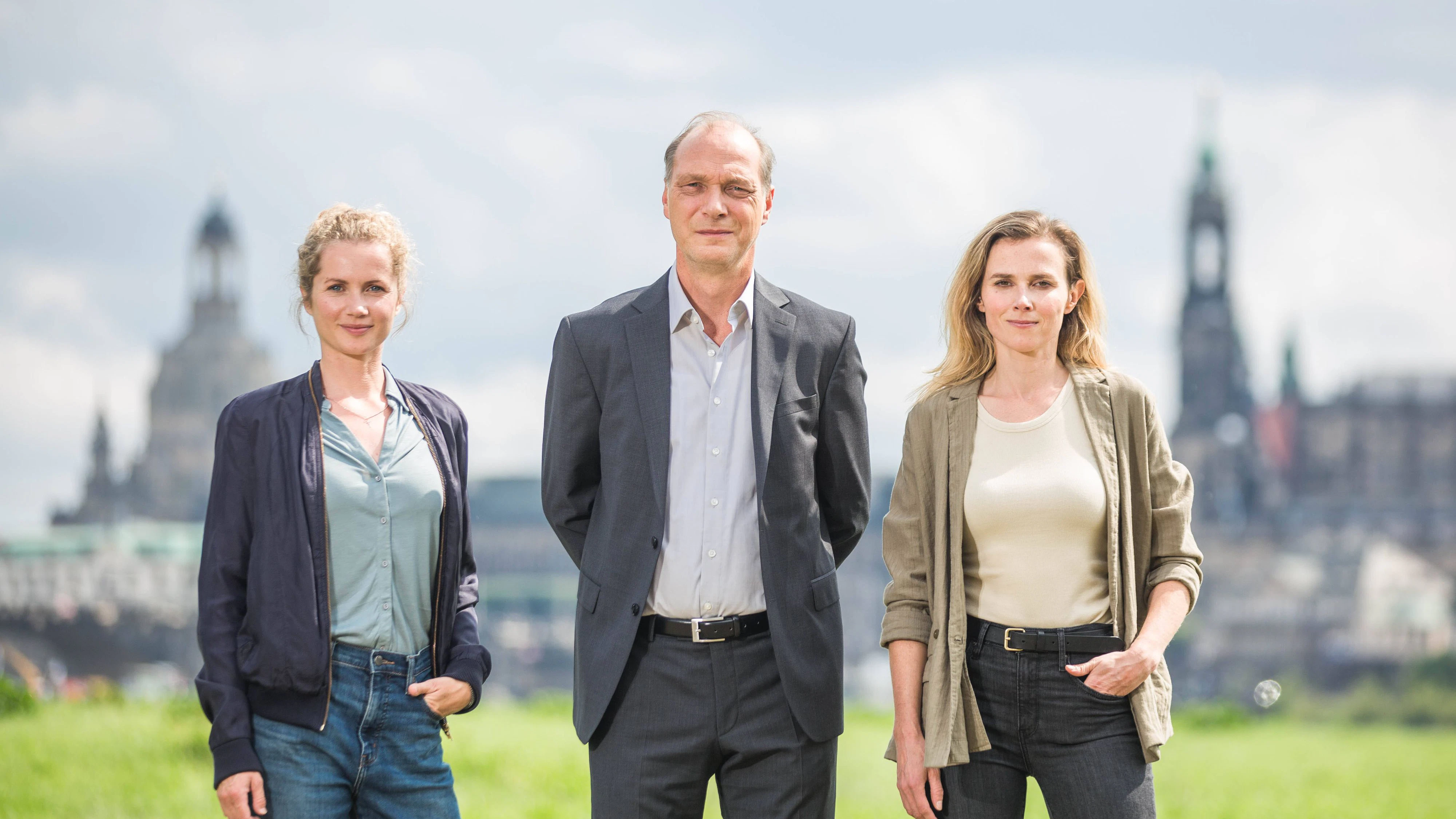 Die Hauptdarsteller des Tatort Dresden: Leonie Winkler, Martin Brambach, Karin Hanczewski.