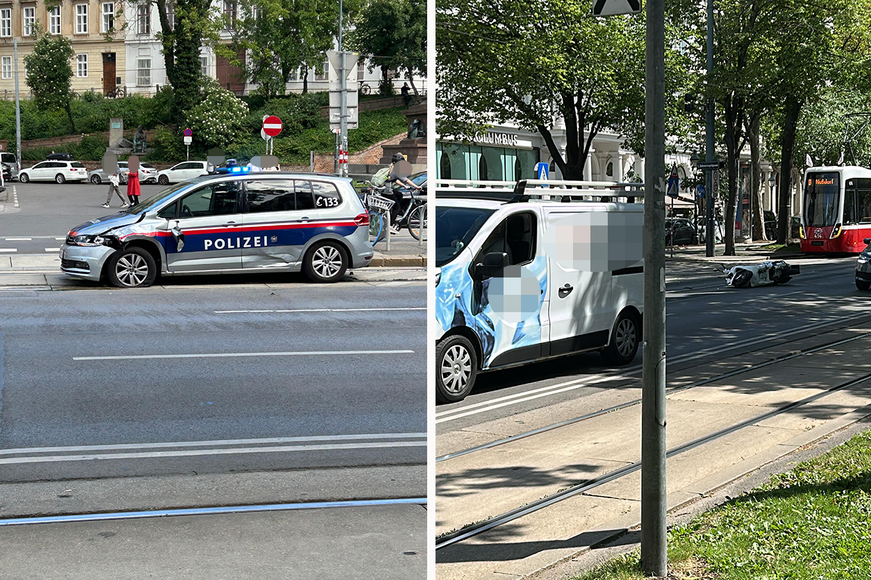 Heute.at - Crash mit Polizei-Auto: Scooter-Lenker am Ring verletzt