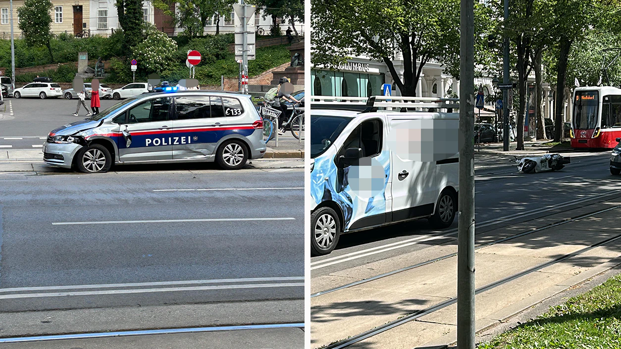 Ein Motorradfahrer und ein Einsatzwagen der Polizei kollidierten am Donnerstag.