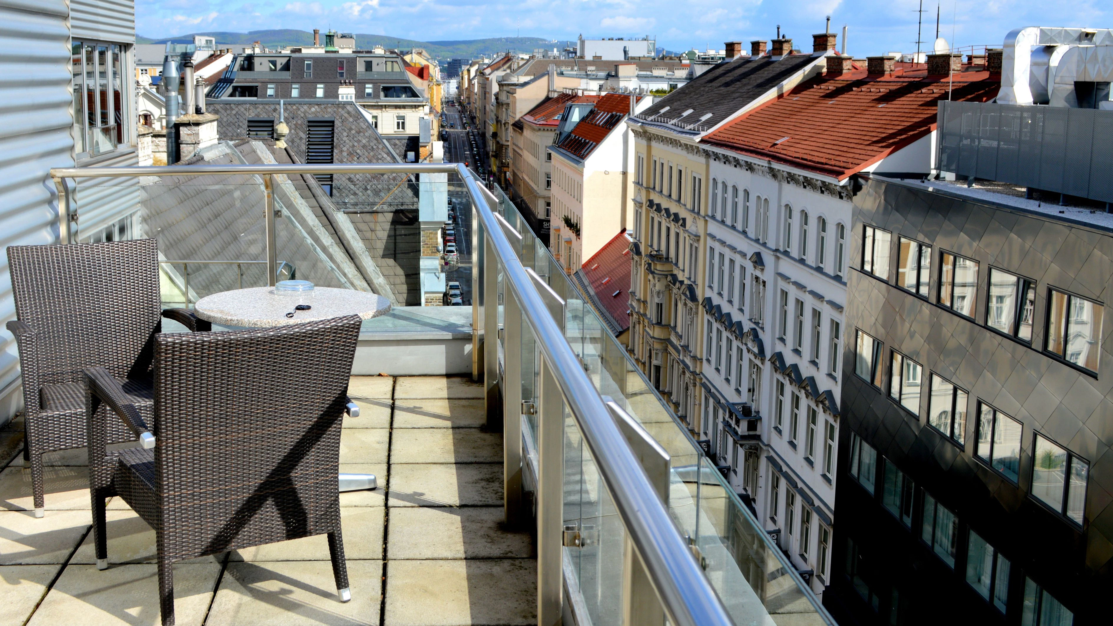 Skyline of Vienna, Austria, seen from a penthouse apartment