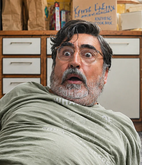 Was kommt denn da von draußen rein !? Alfred Molina als Witwer Sam in "The Boroughs" über eine mörderische Pensionistenstadt in der Wüste