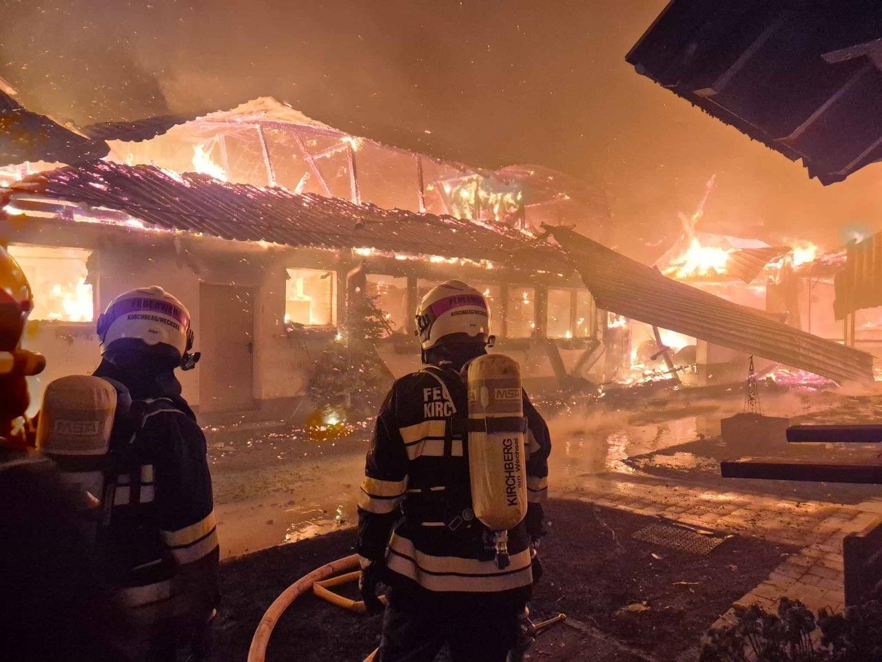 Zig Kühe versterben bei dem Großbrand in Kirchberg am Wechsel.