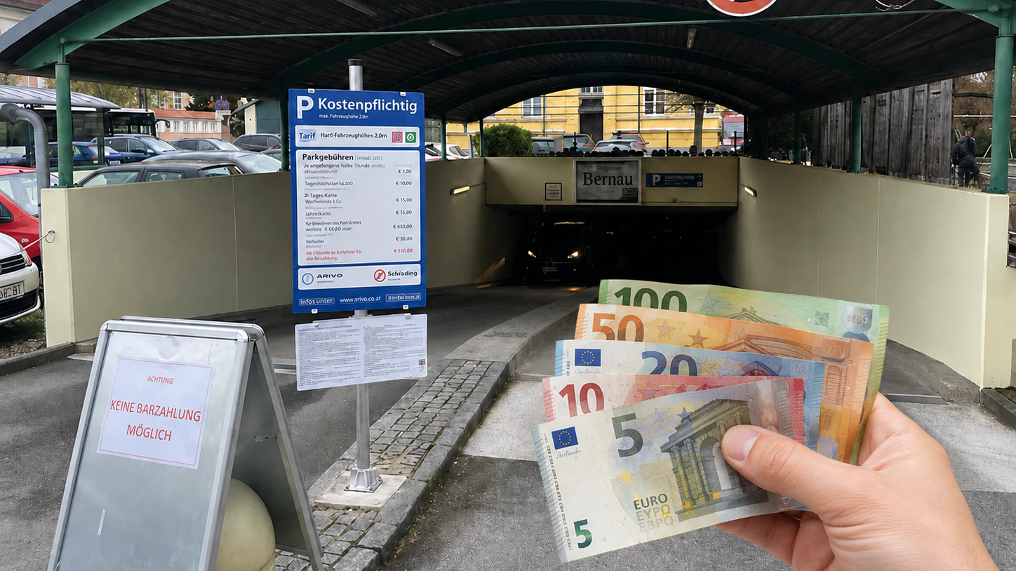 Im Parkhaus in Schärding kann man künftig nur mehr bargeldlos bezahlen.
