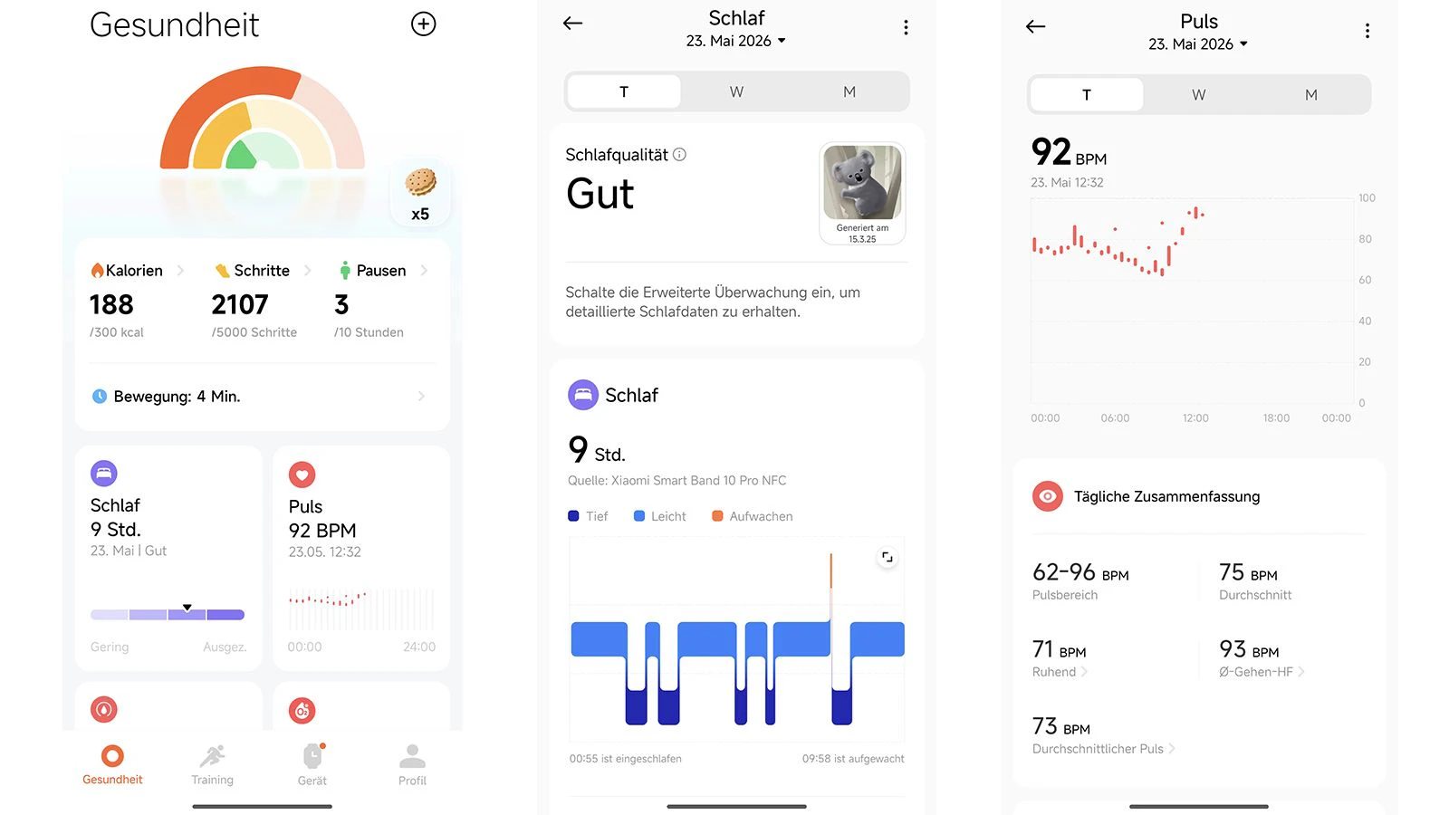 Die Daten der Xiaomi Watch S5 können noch ein Stück detaillierter in der "Mi Fitness"-App eingesehen werden.