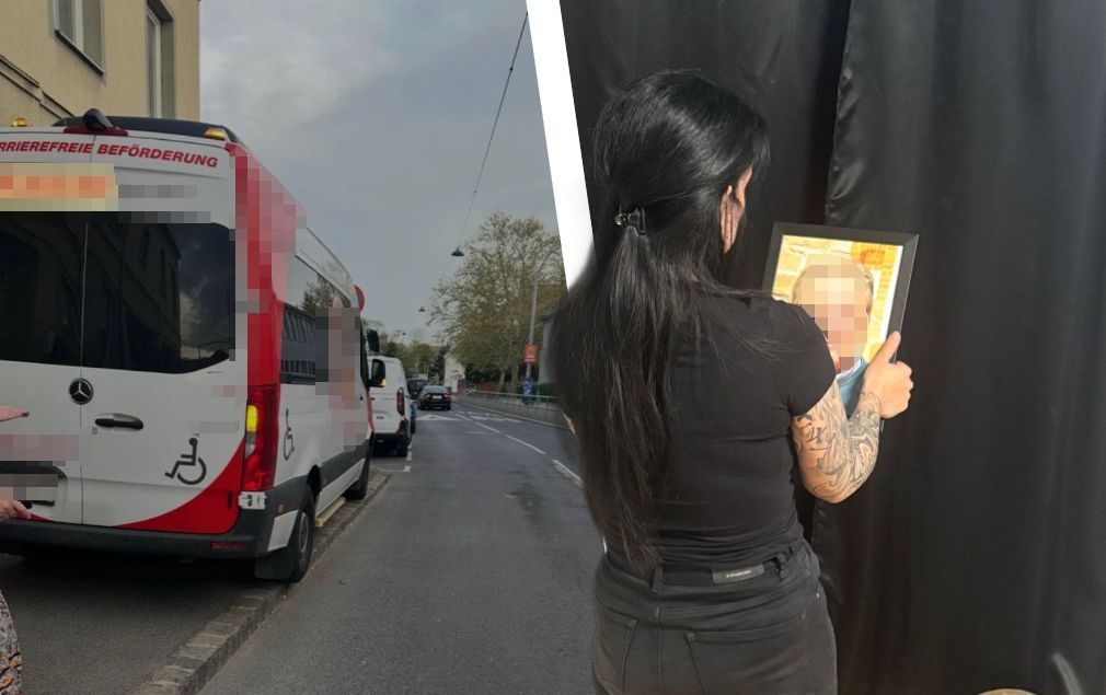 Nach Sturz aus dem Fahrtendienst-Bus verstorben: Wienerin Bianca S. mit dem Bild ihres verstorbenen Opas. 