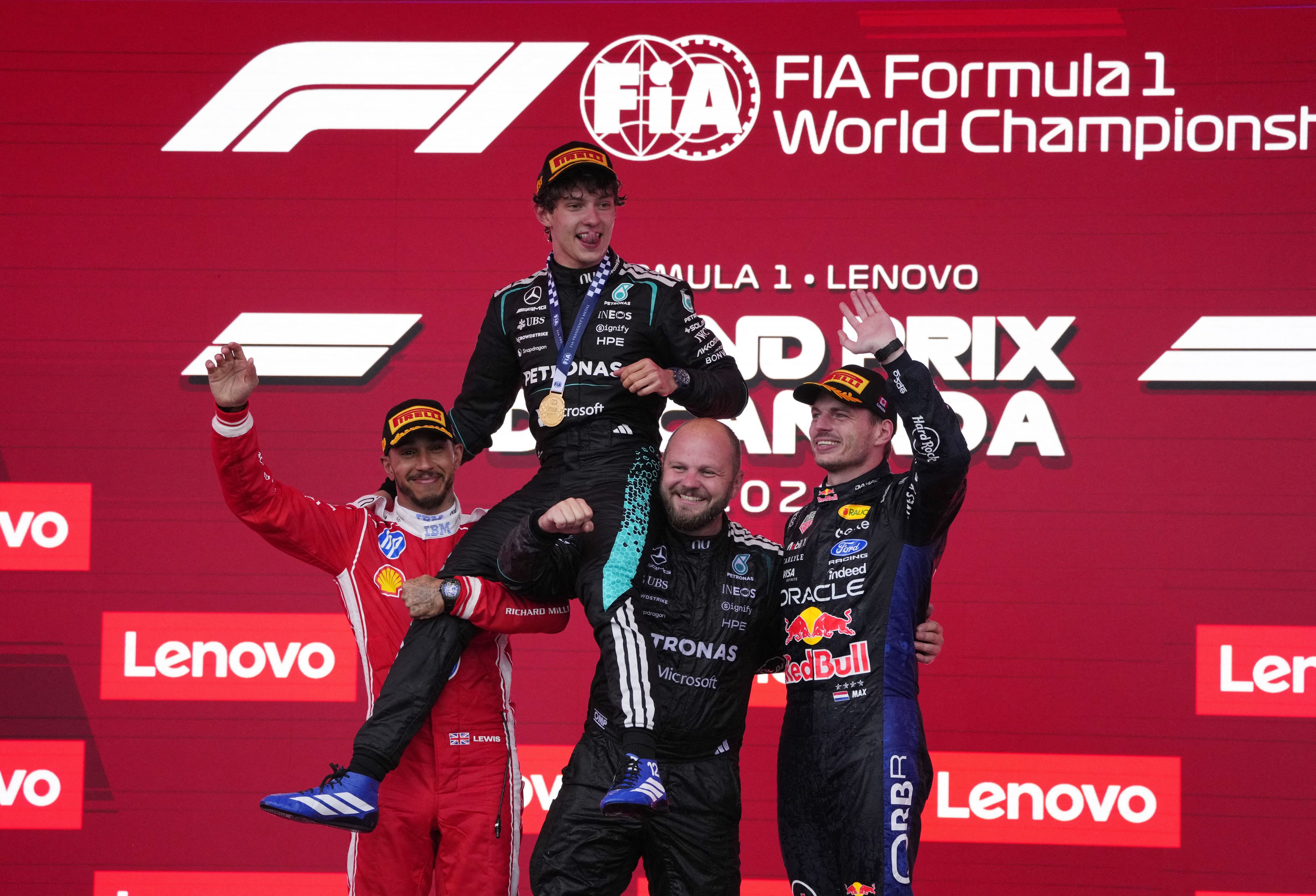 Hamilton, Antonelli und Verstappen fuhren auf das Montreal-Podest.
