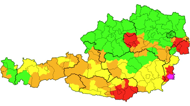 Die Wetter-Warnungen um 16.15 Uhr. 