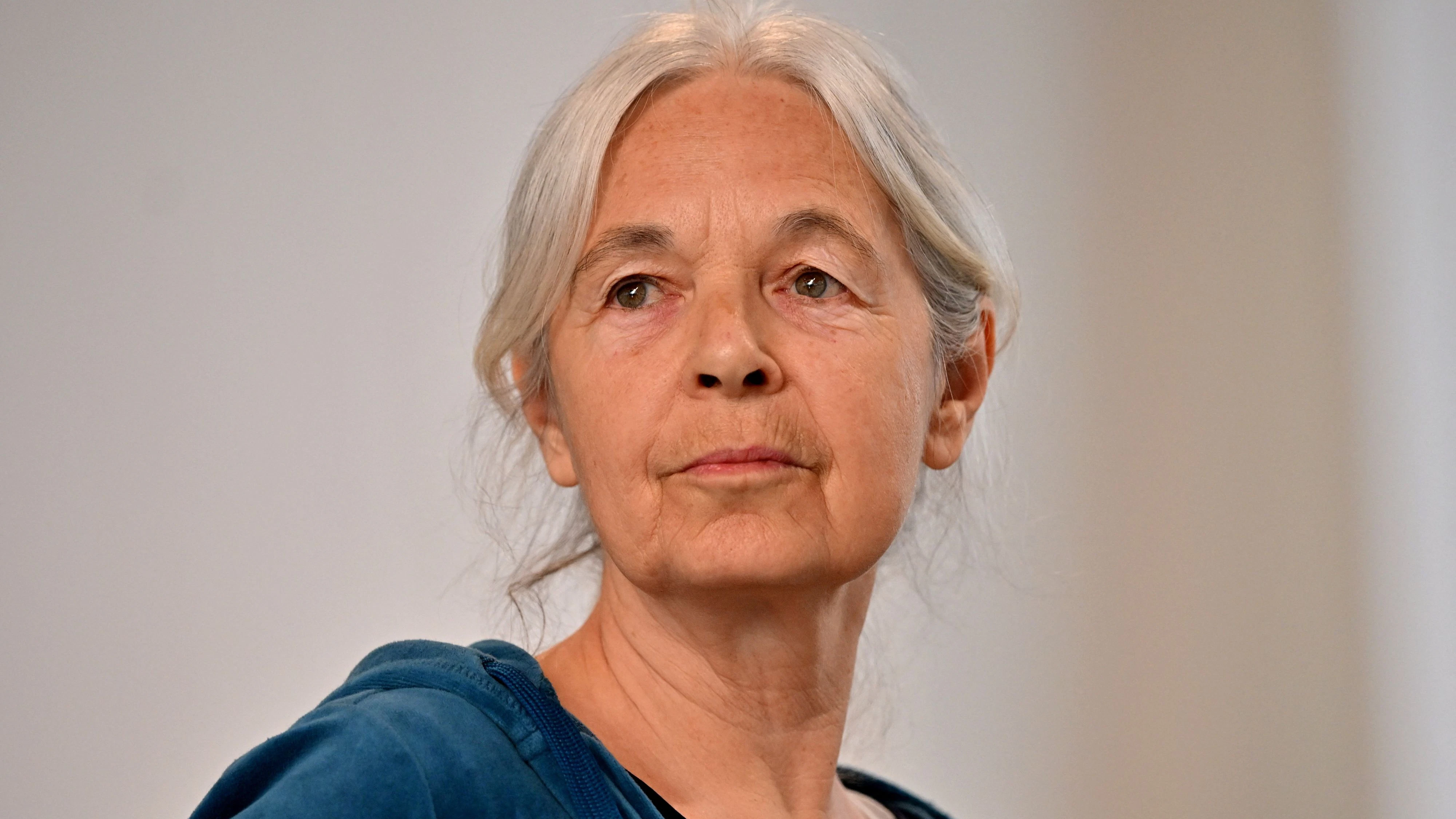Daniela Klette, accused of being one of the last surviving members of the Red Army Faction group, who was arrested after decades on the run for armed robbery and attempted murder attends her trial in Verden, northern Germany, May 27, 2026.    Sina Schuldt/Pool via REUTERS