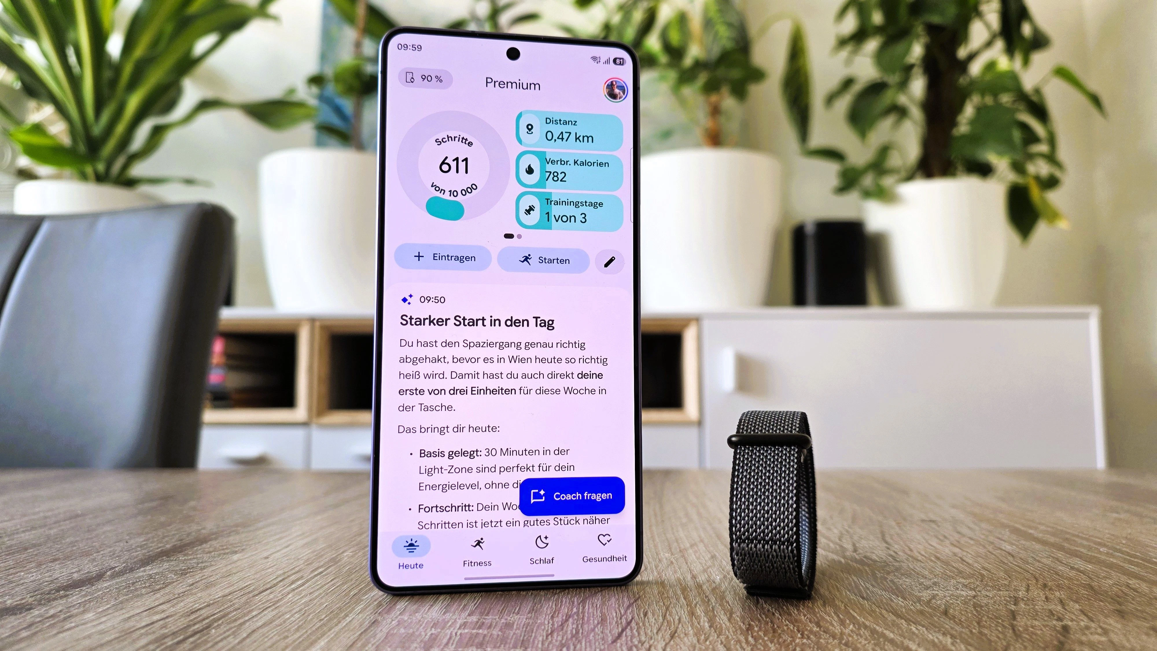 Statt am Handgelenk landen sämtliche Gesundheits- und Fitnessdaten direkt in der Google-Health-App.