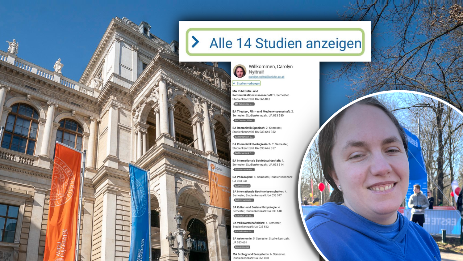 14 (!) Studiengänge auf einmal – Carolyn ist kaum zu bremsen