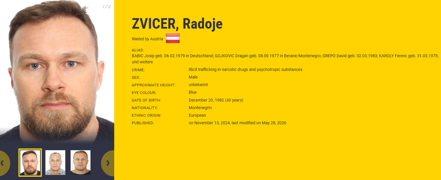 Auf Radoje Zvicer wurde eine Belohnung von 20.000 Euro ausgesetzt.