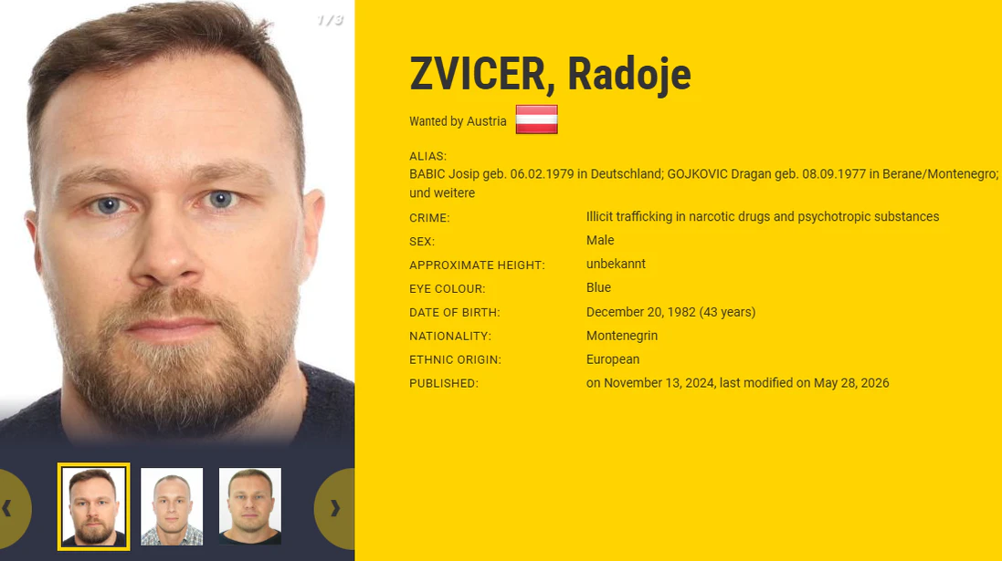 Auf Radoje Zvicer wurde eine Belohnung von 20.000 Euro ausgesetzt.