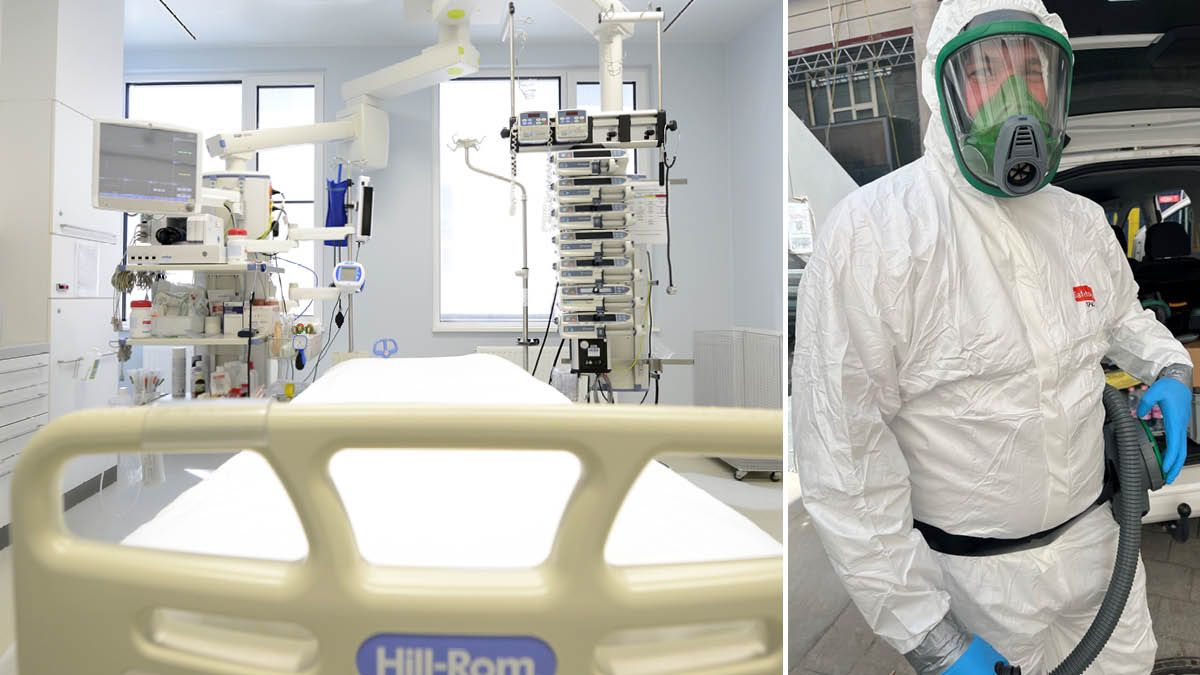In so eine Isolierstation wird die Frau gebracht. Diese hier ist in der Klinik Favoriten, wo ähnliche Fälle auf der Infektionsabteilung behandelt werden. Rechts: Einer der Helfer, der die Patientin nach Wien brachte.