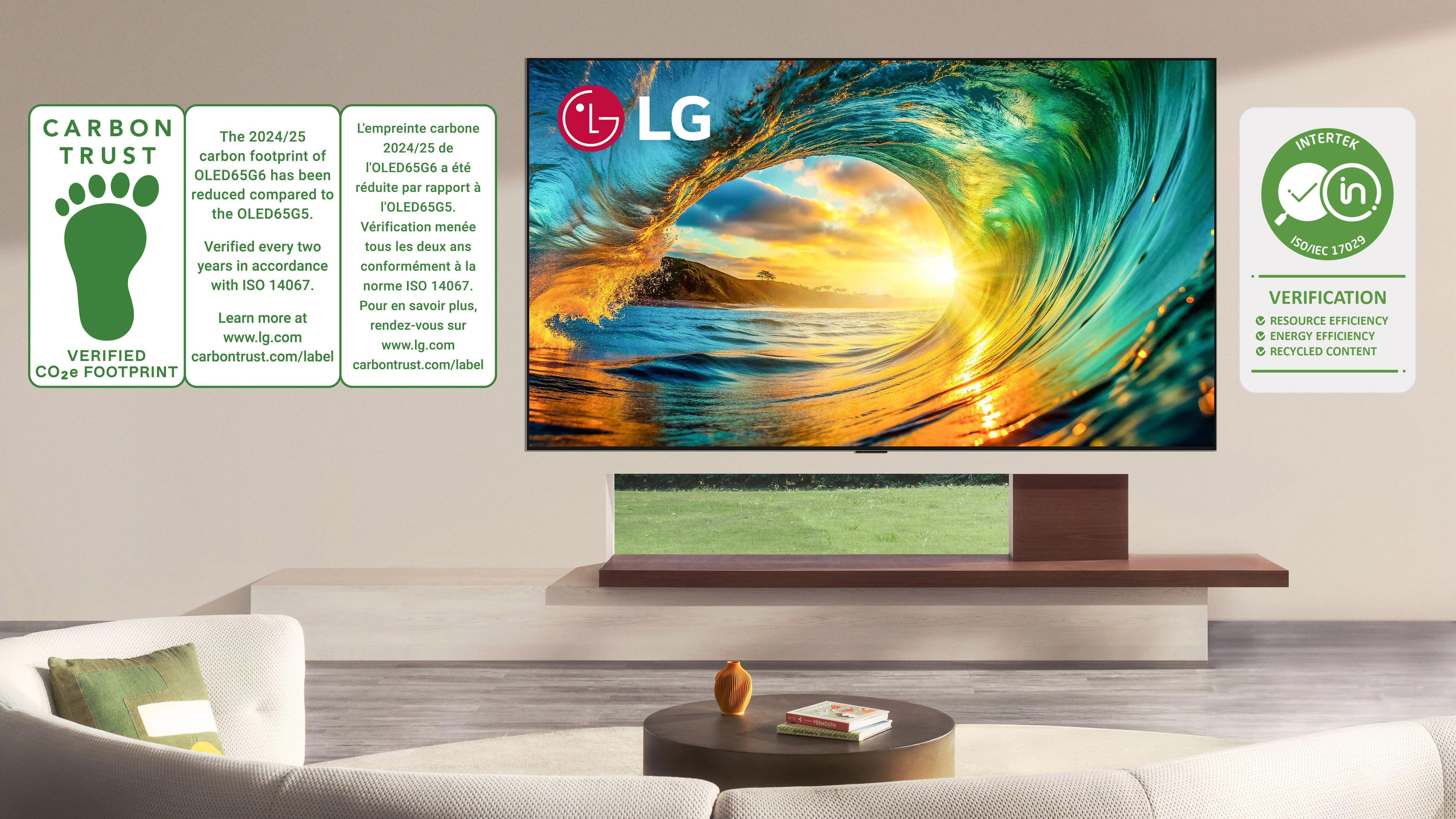 Die TV-Produktlinie 2026 von LG Electronics wurde von drei weltweit anerkannten Organisationen mit Öko-Zertifizierungen ausgezeichnet.