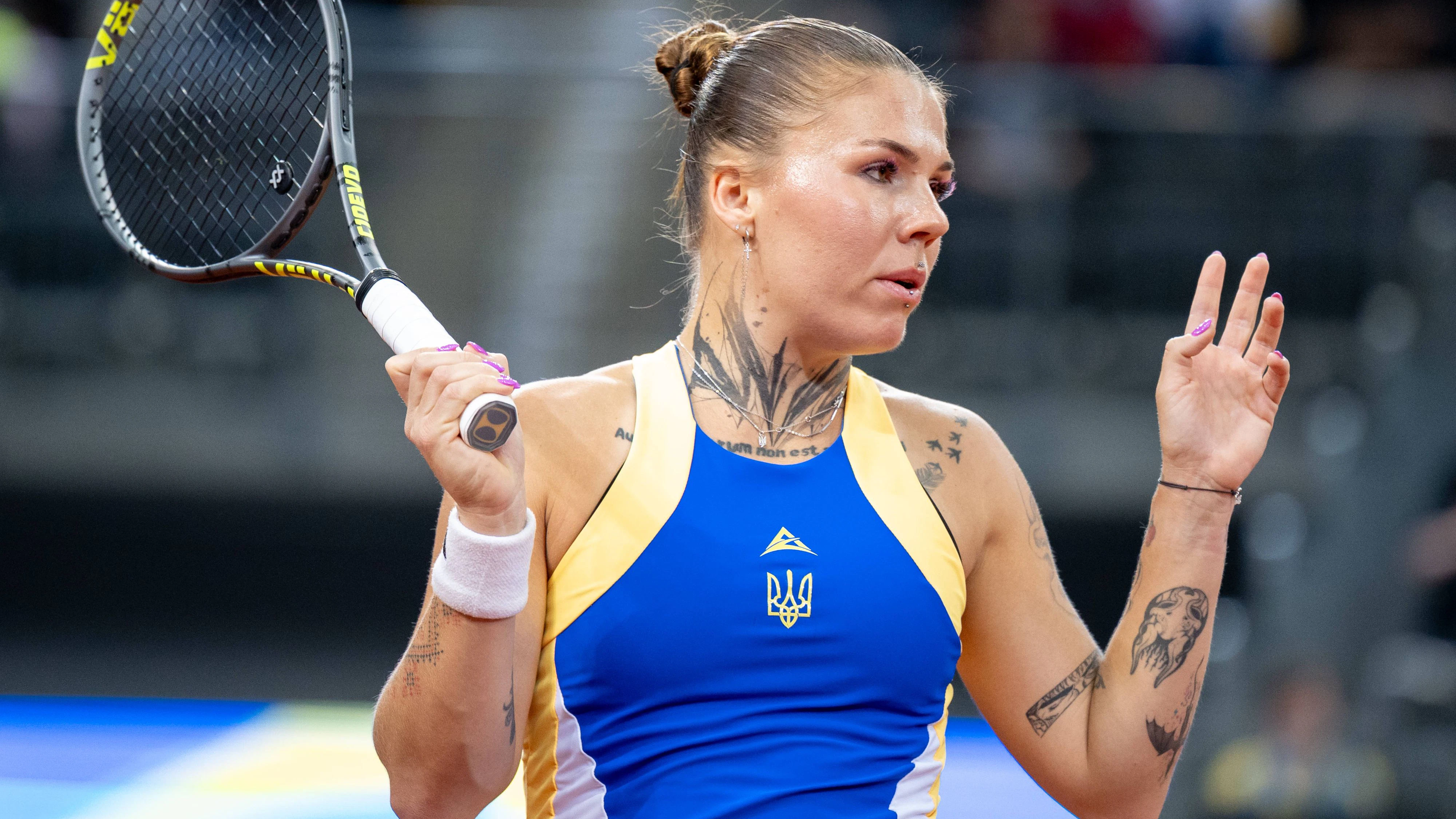 Oleksandra Olijnykowa bei den French Open. 