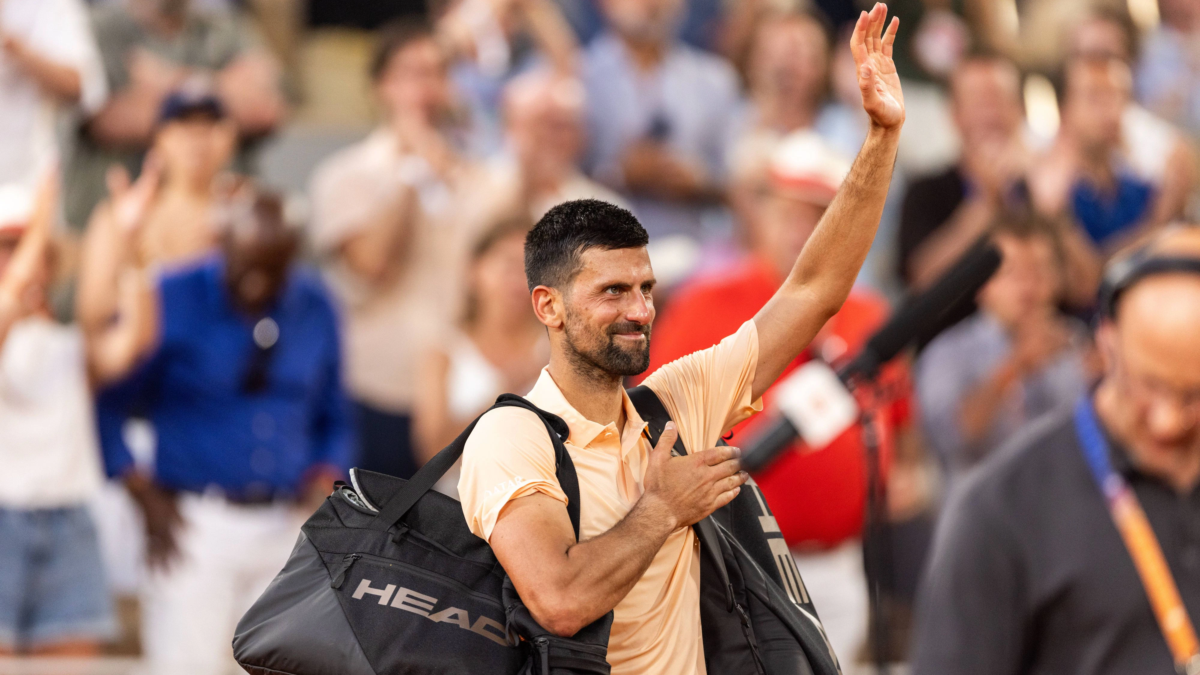 2026 French Open - Day Six Novak Djokovic reacts after losing his men s singles match against Joao Fonseca on day 6 of the French Open tennis tournament on Court Philippe Chatrier at the Roland-Garros Complex in Paris, France. Paris France PUBLICATIONxNOTxINxFRA Copyright: xIbrahimxEzzatx originalFilename:ezzat-notitle260529_npjKF.jpg