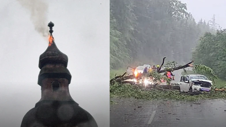 Heute.at - Brand im Schloss Dobersberg – Blitz schlug in Turm ein!