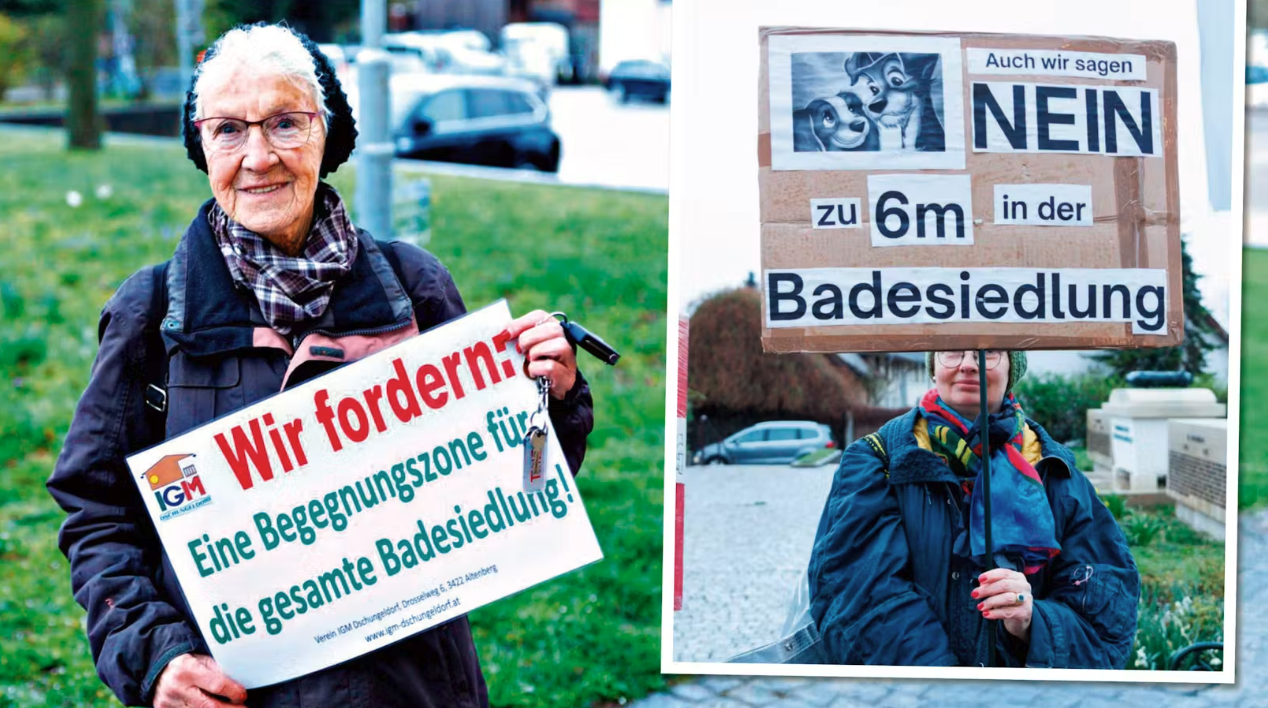 Heute.at - Protest gegen 6 Meter breite Straßen in Badesiedlung