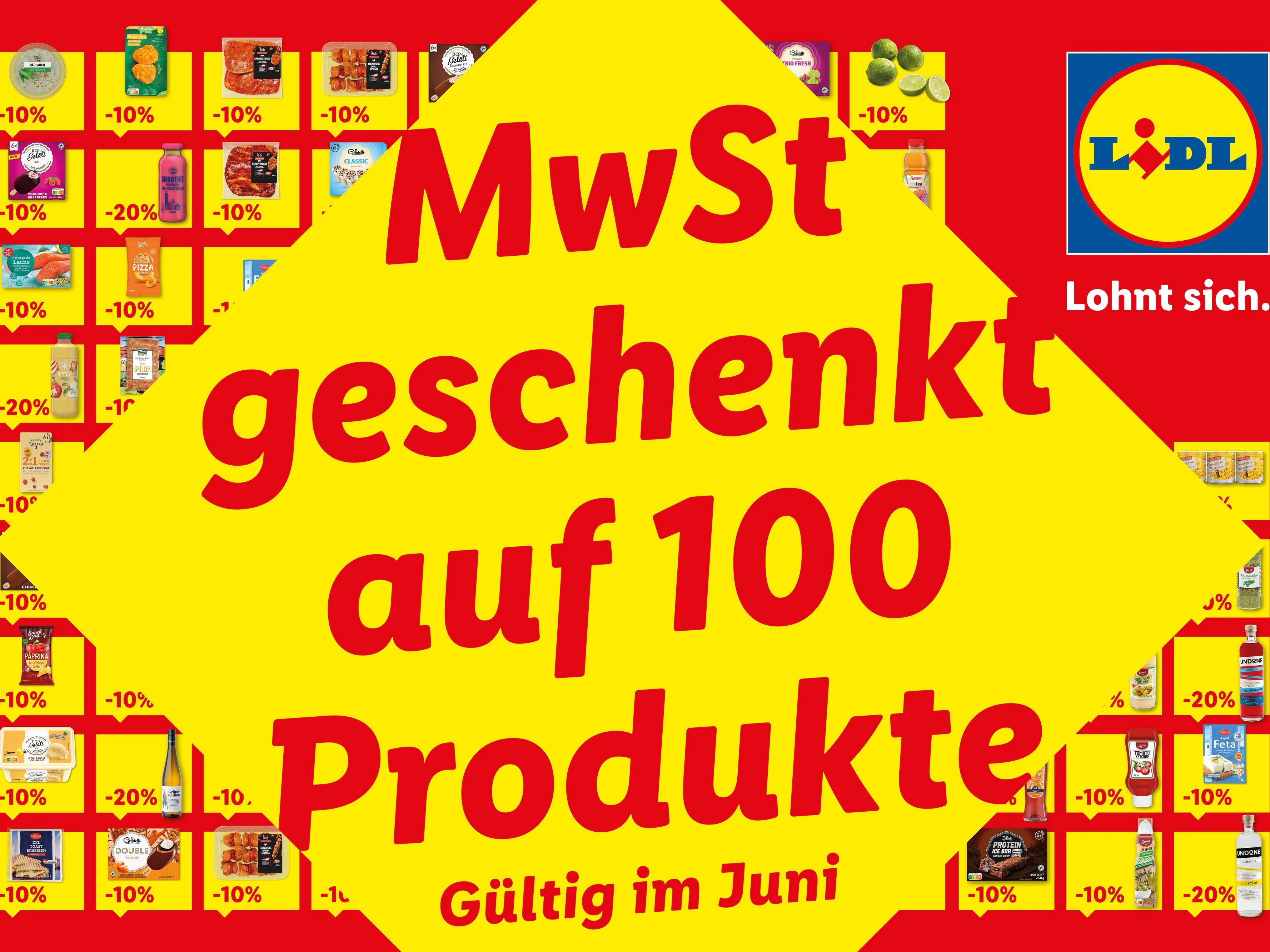  Lidl Österreich schenkt bis 20. Juni 2026 die Mehrwertsteuer auf 100 ausgewählte Lebensmittel.