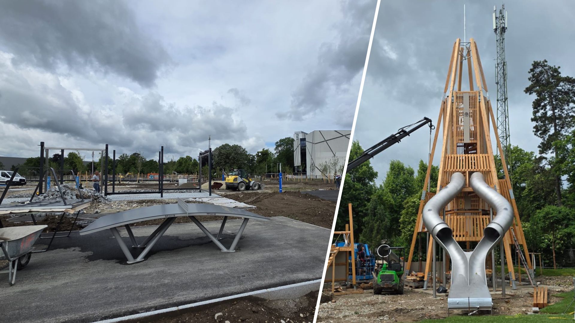 Das Jahrhundertprojekt Volksgarten Neu nimmt in Wels Gestalt an. Highlight: der 18 Meter hohe Rutschturm.
