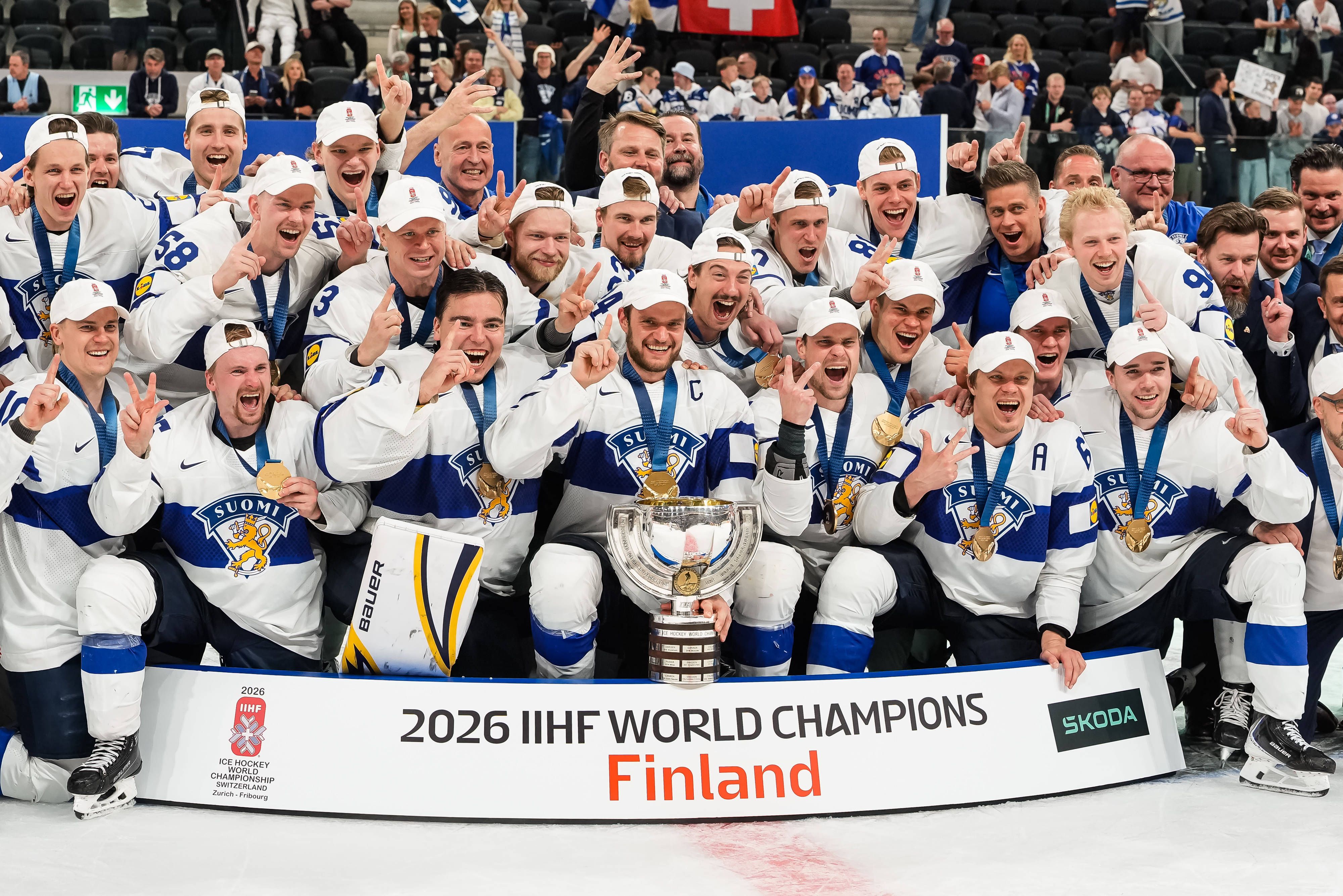 Großer Jubel bei Finnland über den fünften WM-Titel. 