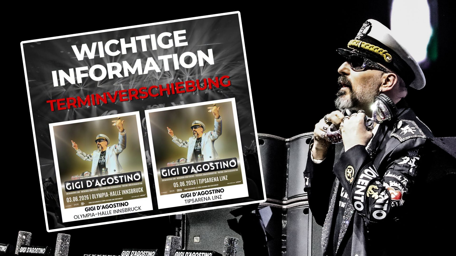 Die geplanten Gigi D'Agostino-Konzerte in Linz und Innsbruck mussten verschoben werden.