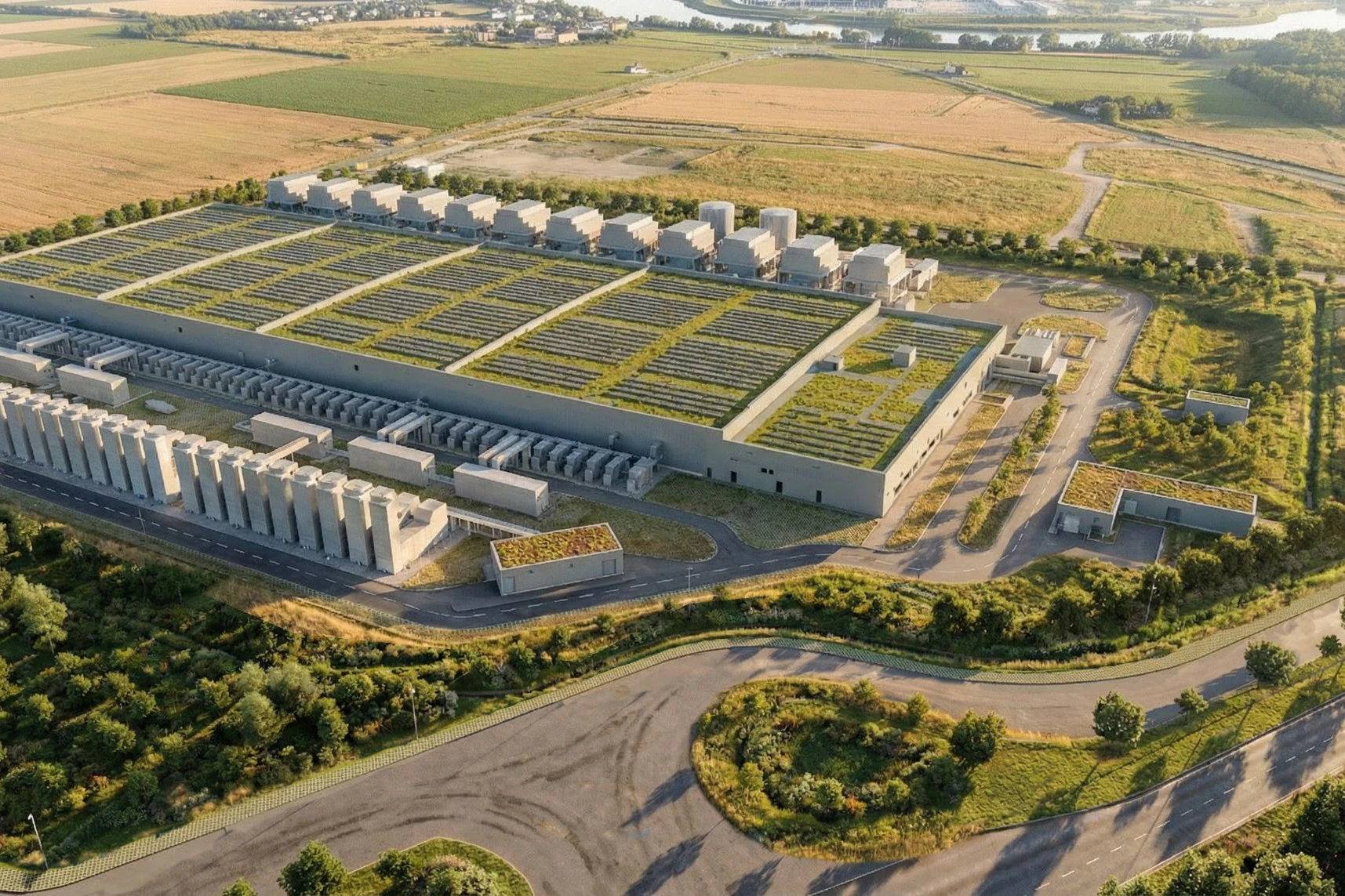 So soll das Google-KI-Rechenzentrum in Kronstorf, Oberösterreich, am Ende aussehen