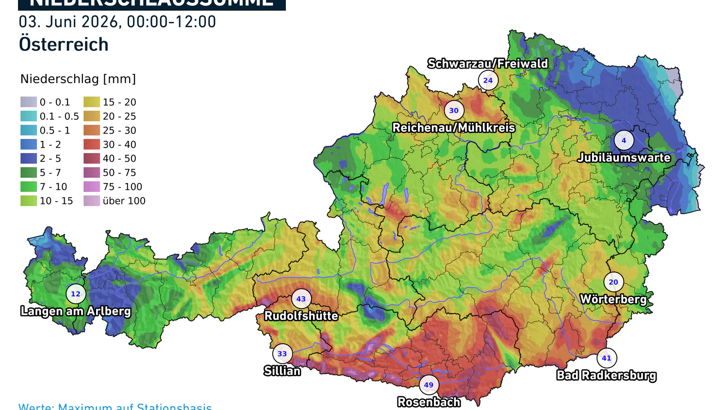 In einigen Teilen des Landes kam es am Mittwoch zu großen Niederschlagsmengen. 