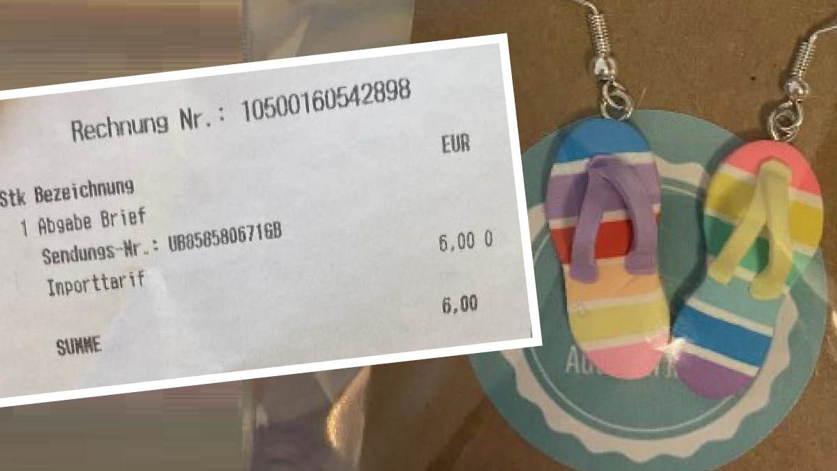 Diese bunten Ohrringe (r.) bestellte die Mutter. Bei der Abholung kamen überraschende Extrakosten dazu.