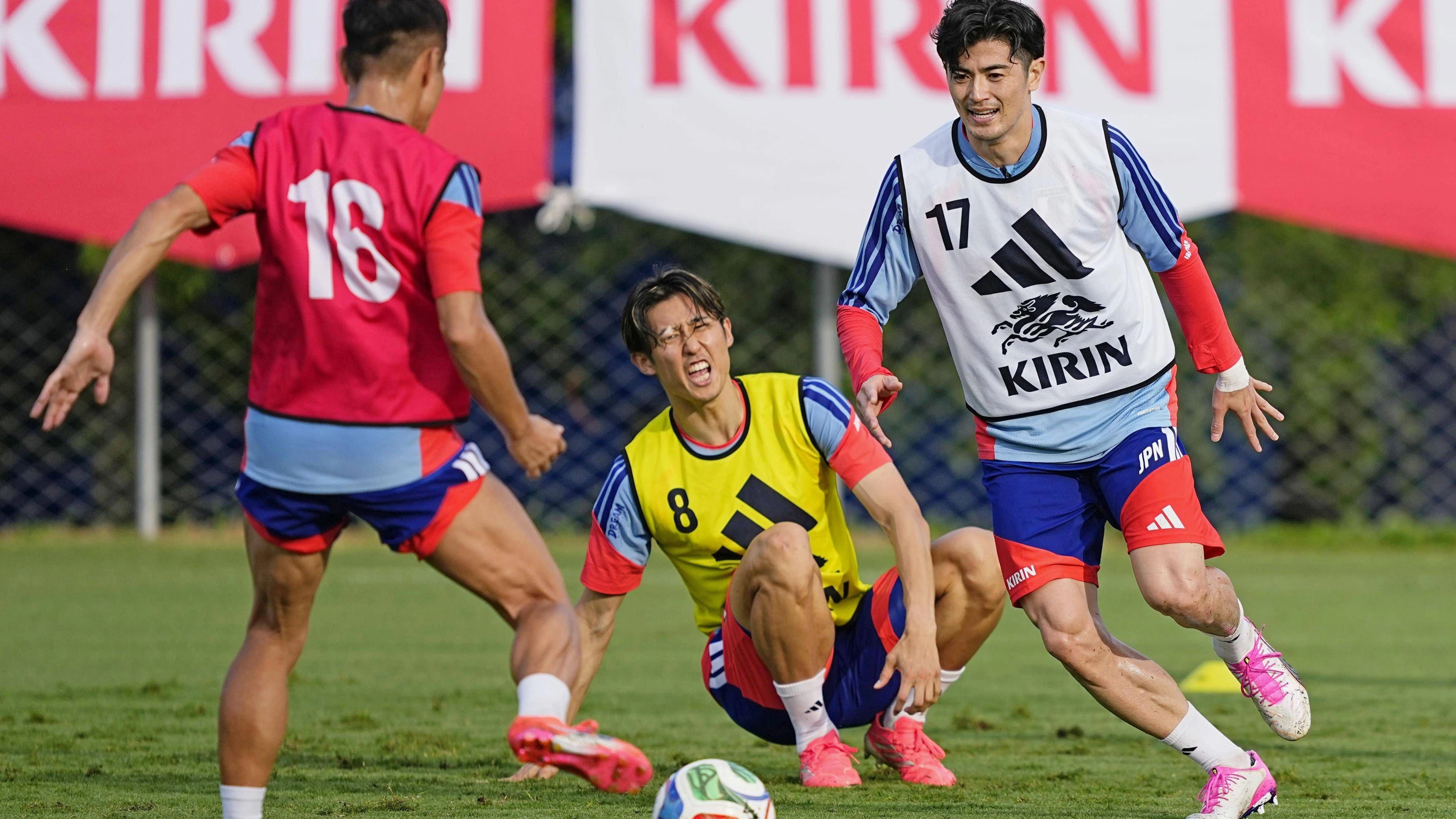 Die Japanische Nationalmannschaft beim Training. 